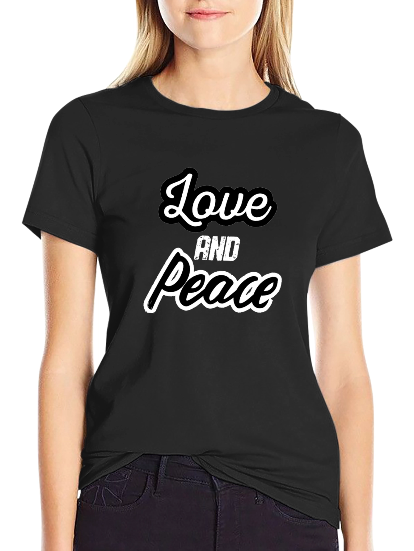 Love and Peace Graphic T-Shirt - Black