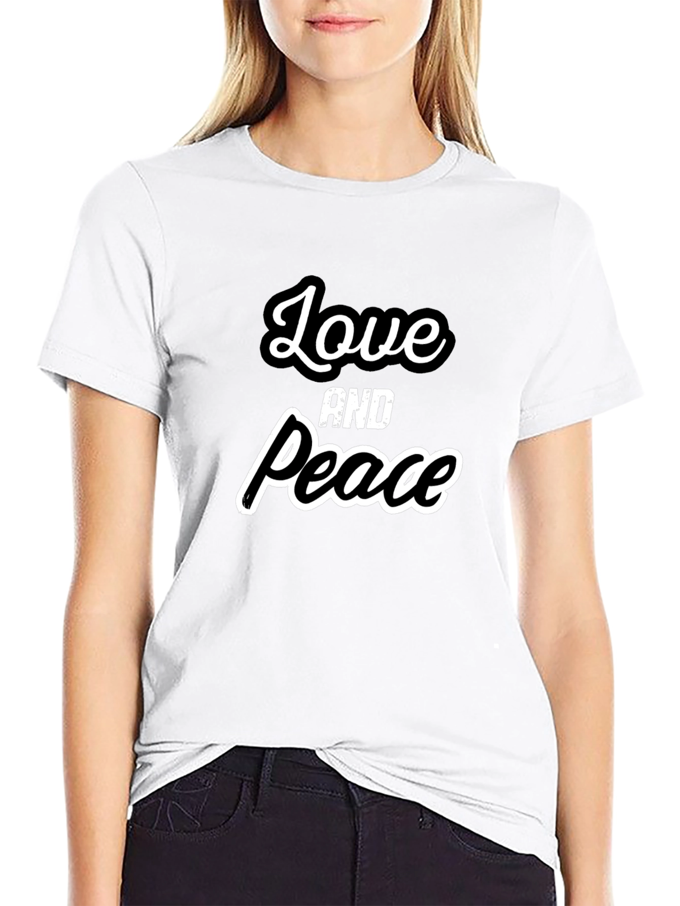 Love and Peace Graphic T-Shirt - Black