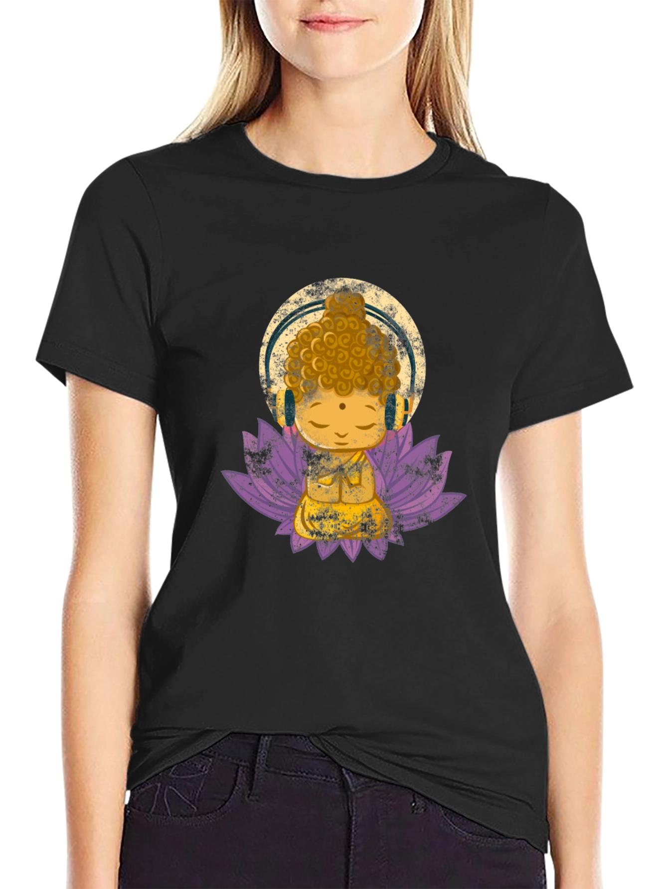 Buddha with Headphones Graphic Tee