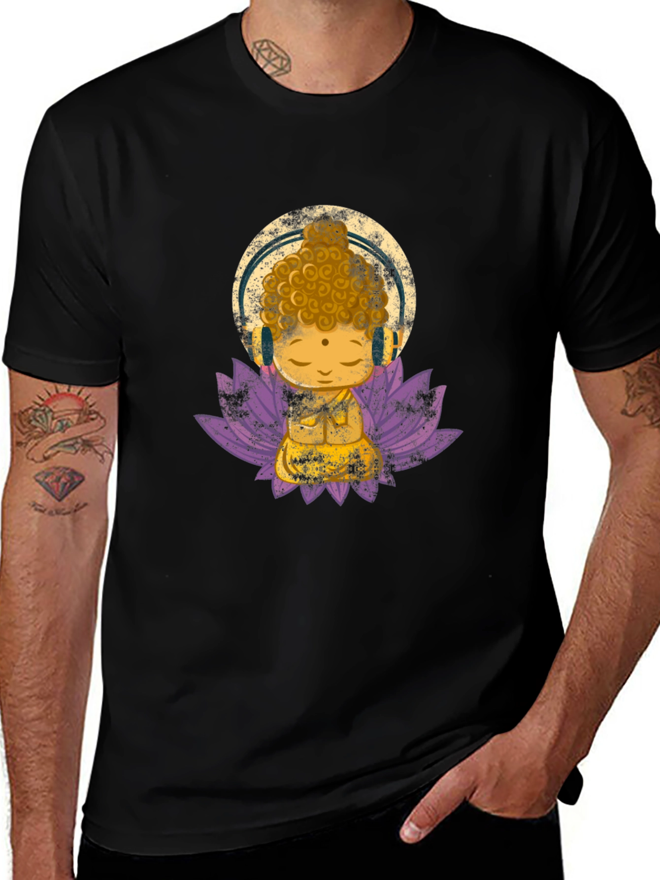 Buddha with Headphones Graphic Tee