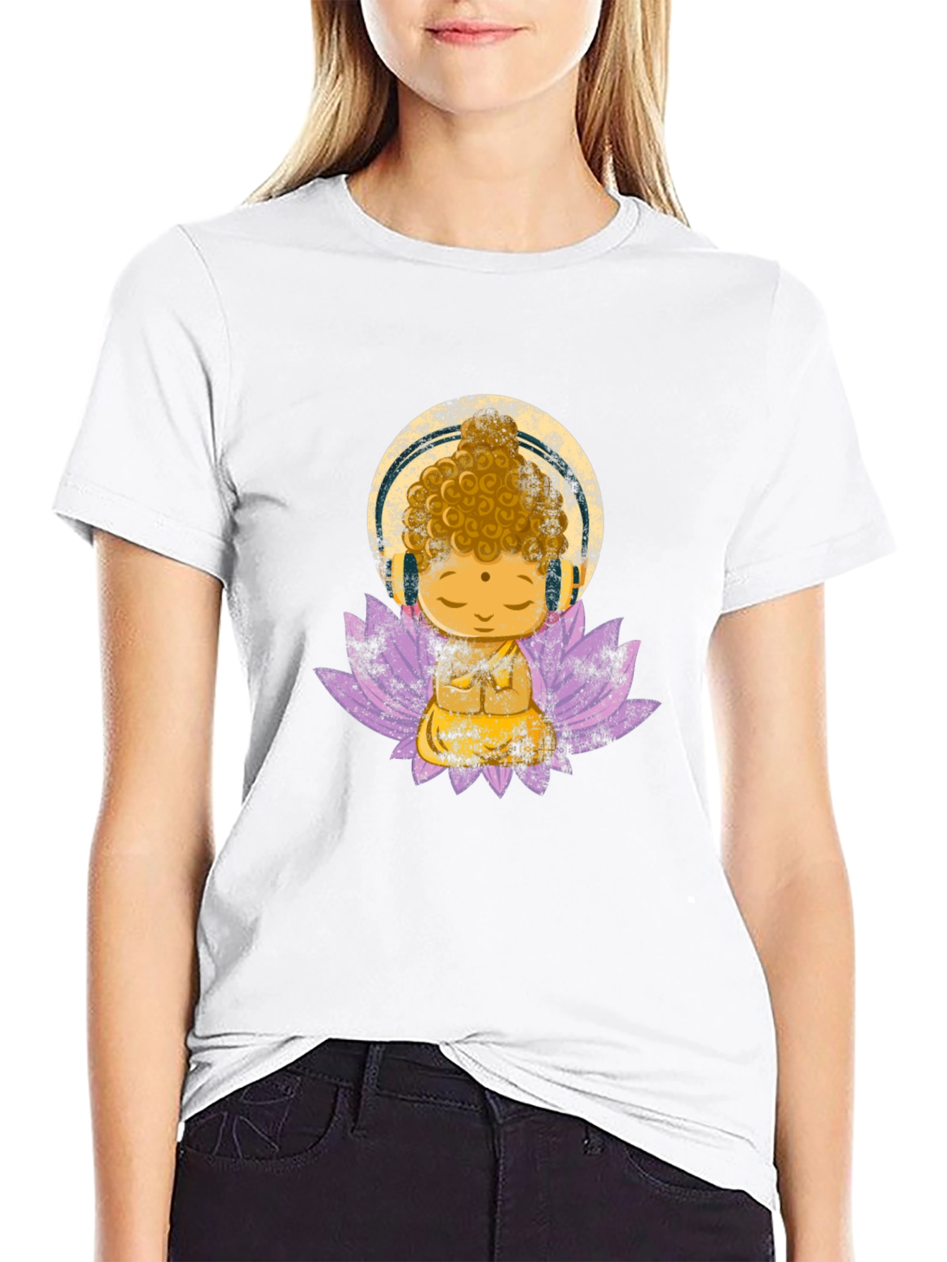 Buddha with Headphones Graphic Tee