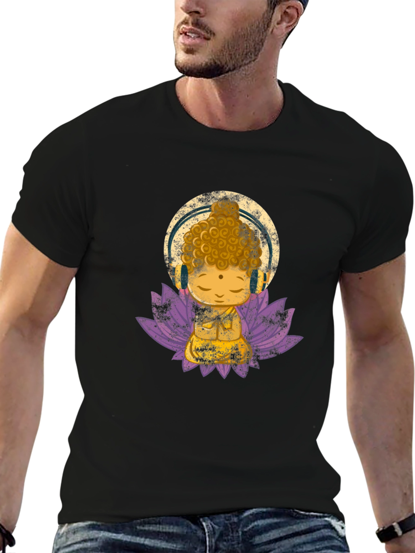 Buddha with Headphones Graphic Tee