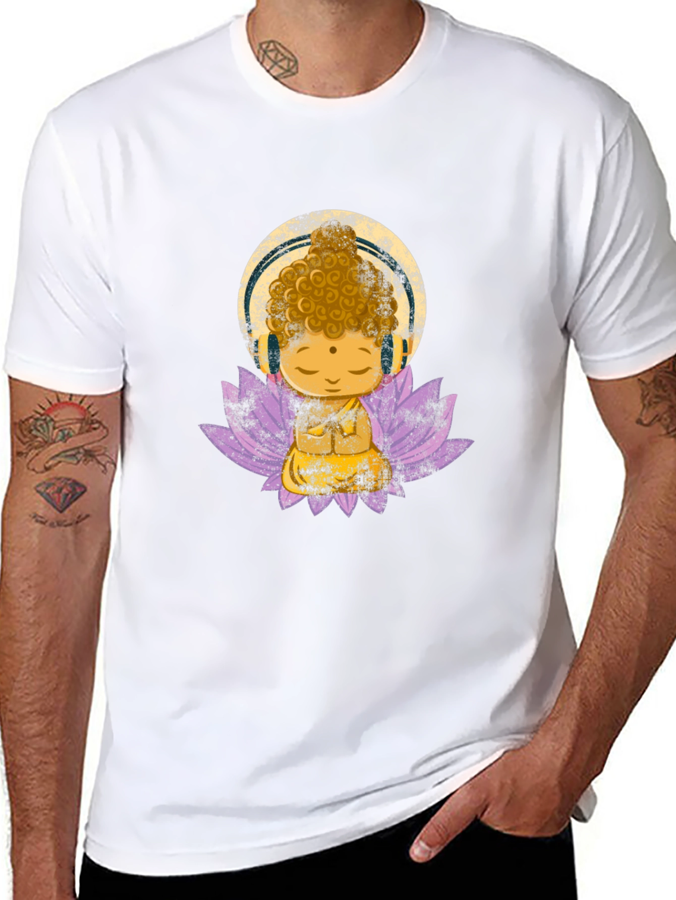 Buddha with Headphones Graphic Tee