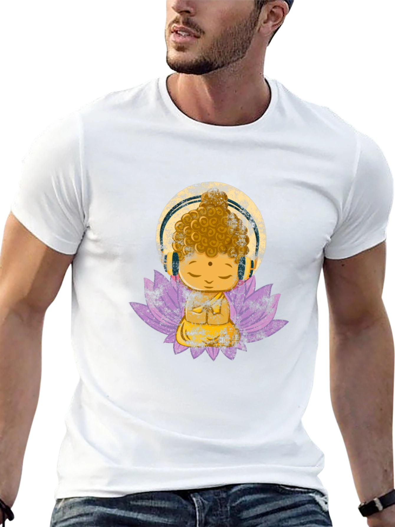 Buddha with Headphones Graphic Tee
