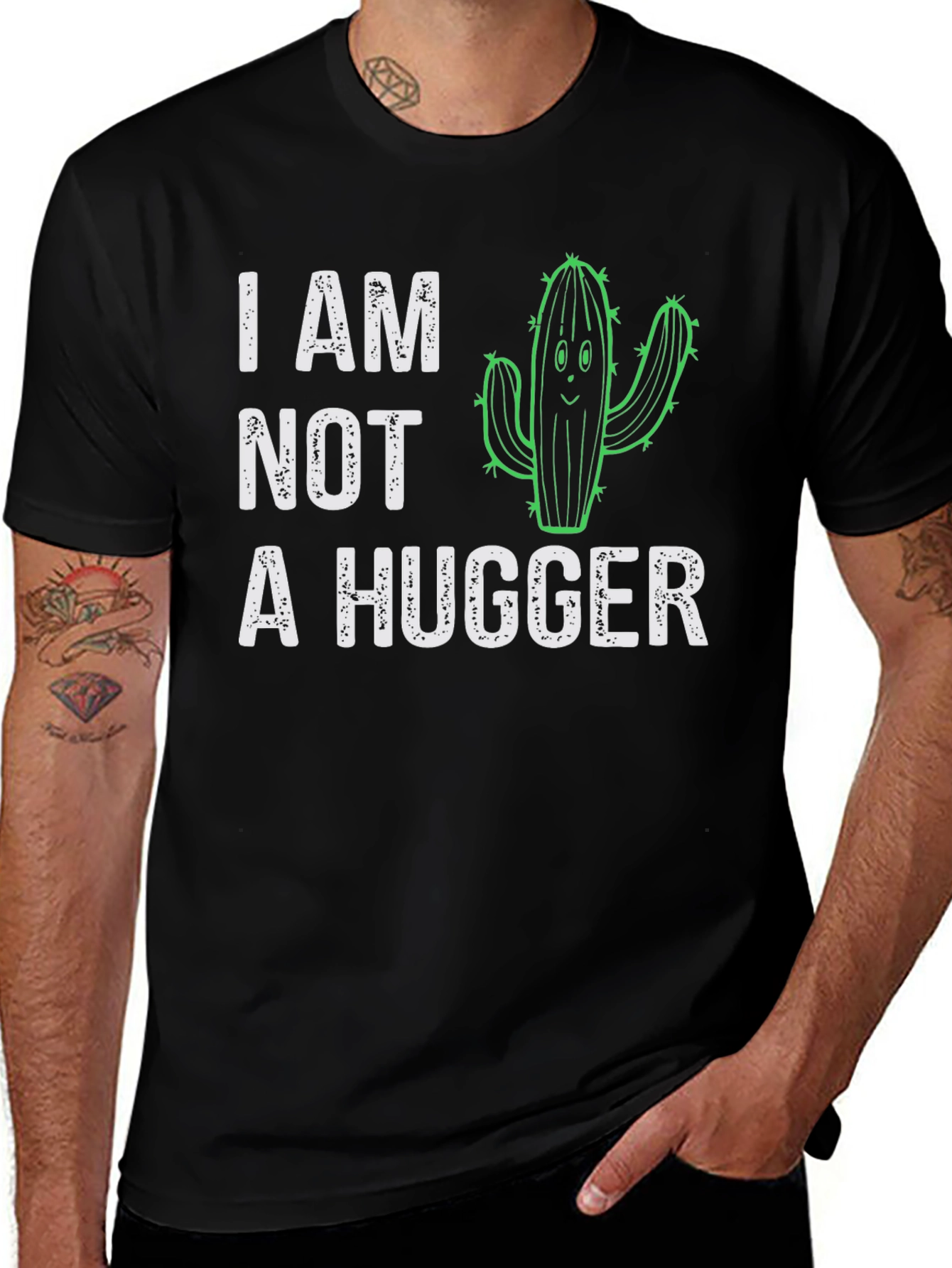 I Am Not A Hugger Cactus Graphic T-Shirt