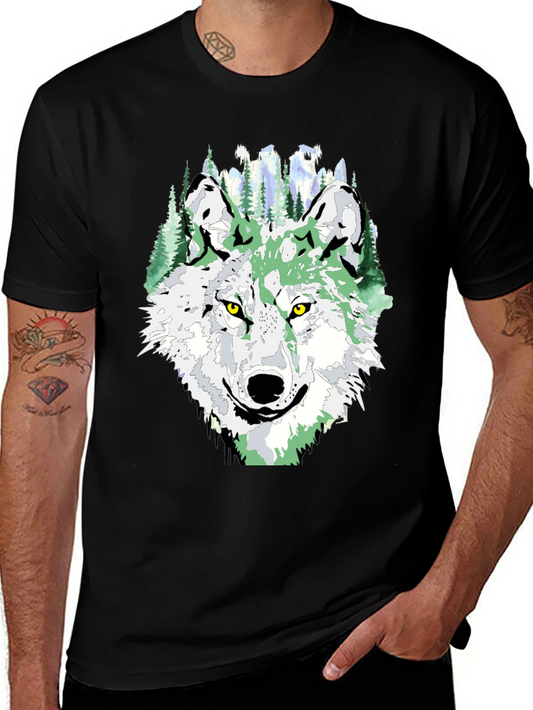 Wolf Graphic Tee - Mens Black Crew Neck T-Shirt