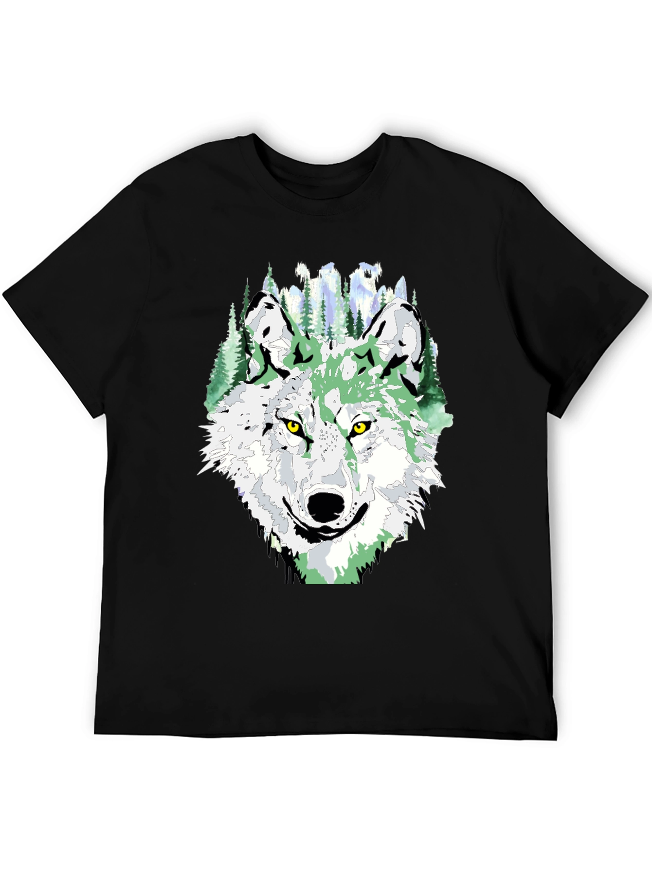 Wolf Graphic Tee - Mens Black Crew Neck T-Shirt