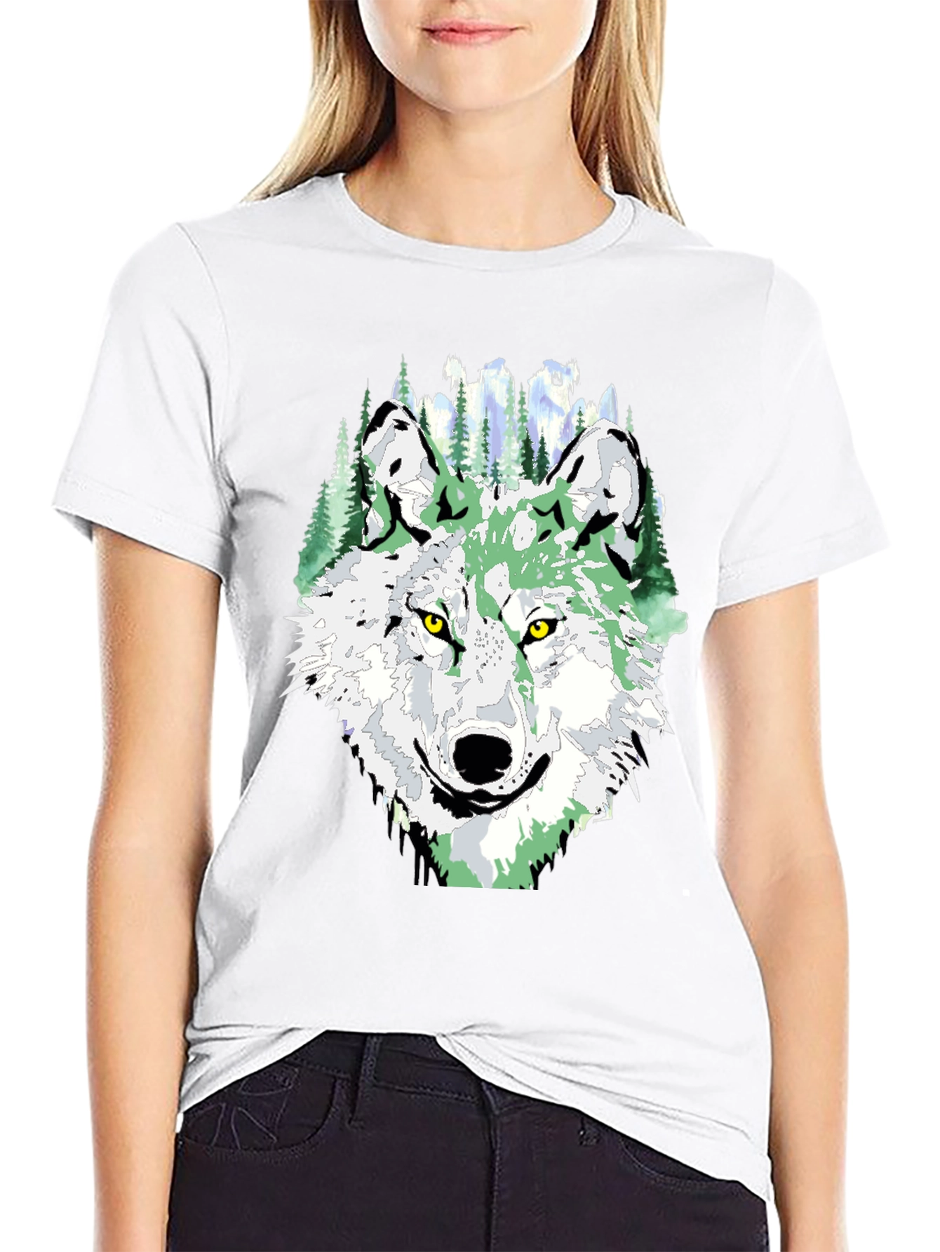 Wolf Graphic Tee - Mens Black Crew Neck T-Shirt