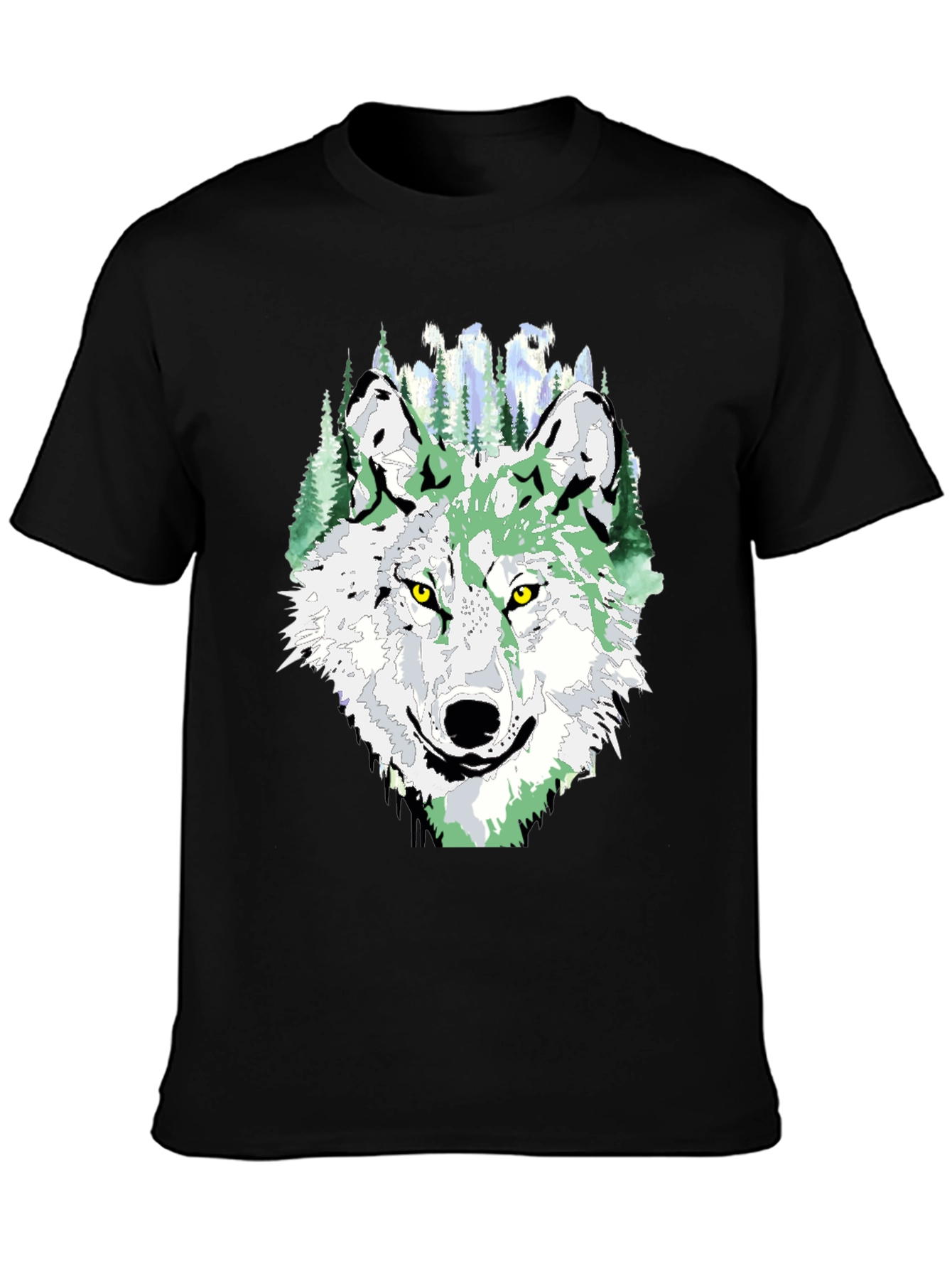 Wolf Graphic Tee - Mens Black Crew Neck T-Shirt