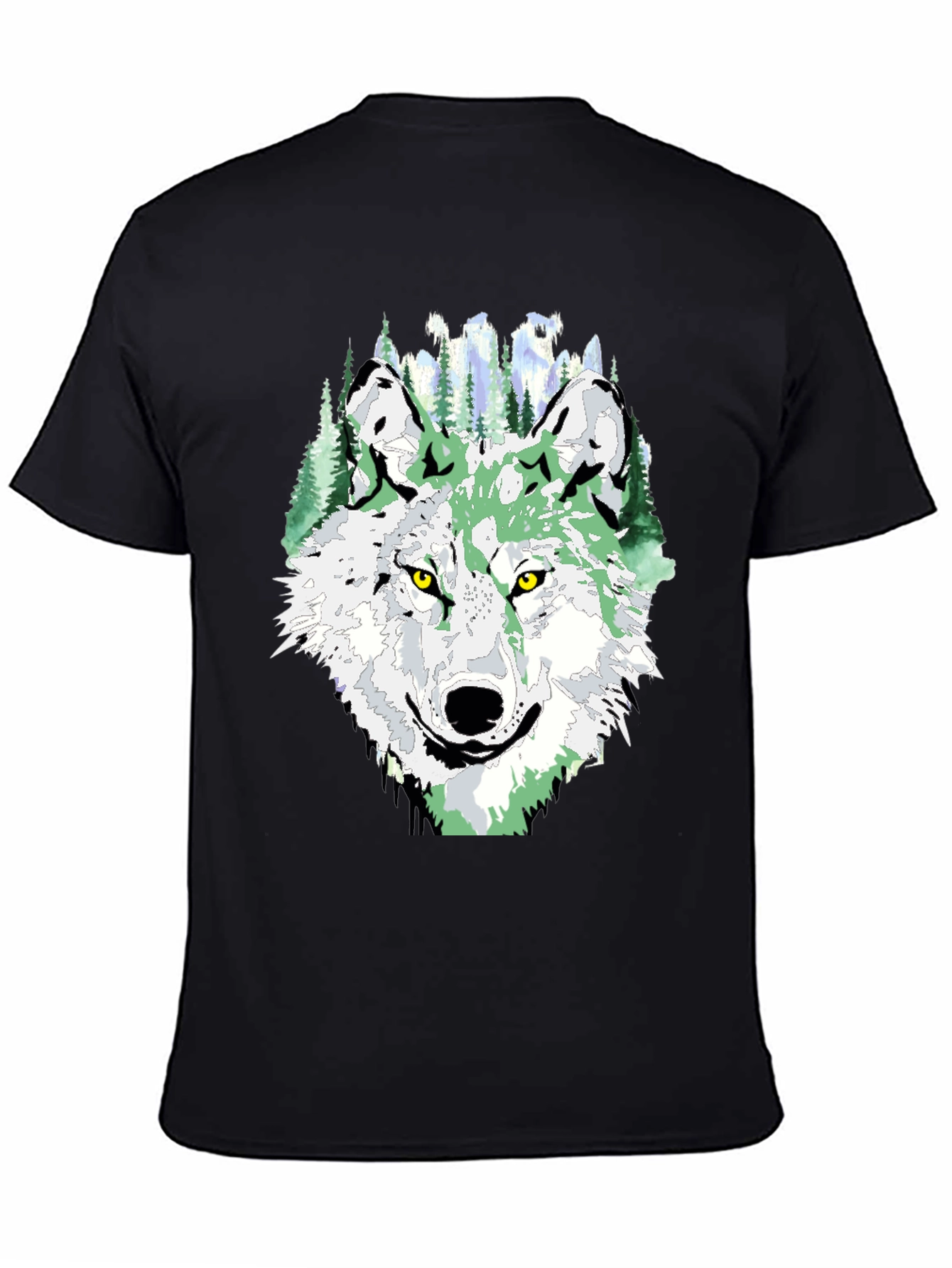 Wolf Graphic Tee - Mens Black Crew Neck T-Shirt