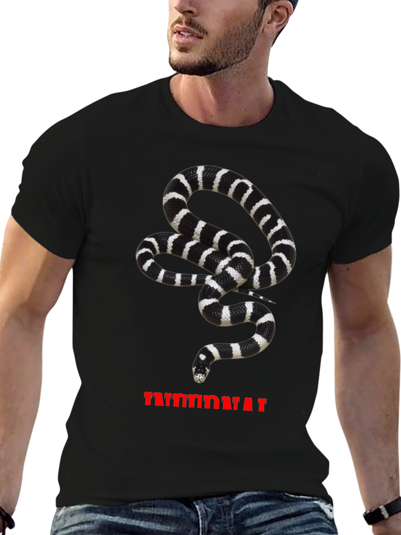 Snake T-Shirt - Black & White Reptile Graphic Tee