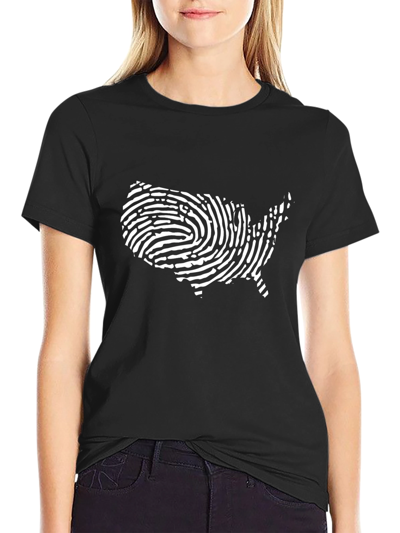 USA Fingerprint Graphic T-Shirt - Patriotic Pride