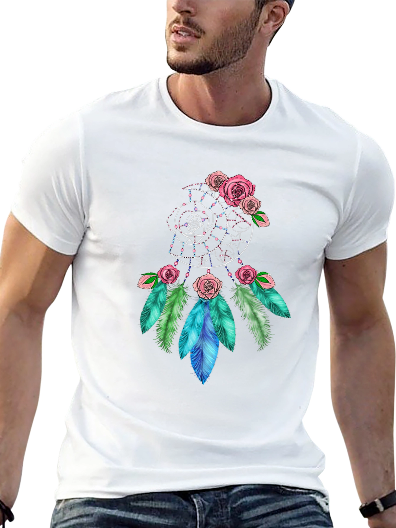 Dreamcatcher Rose Feather Graphic Tee