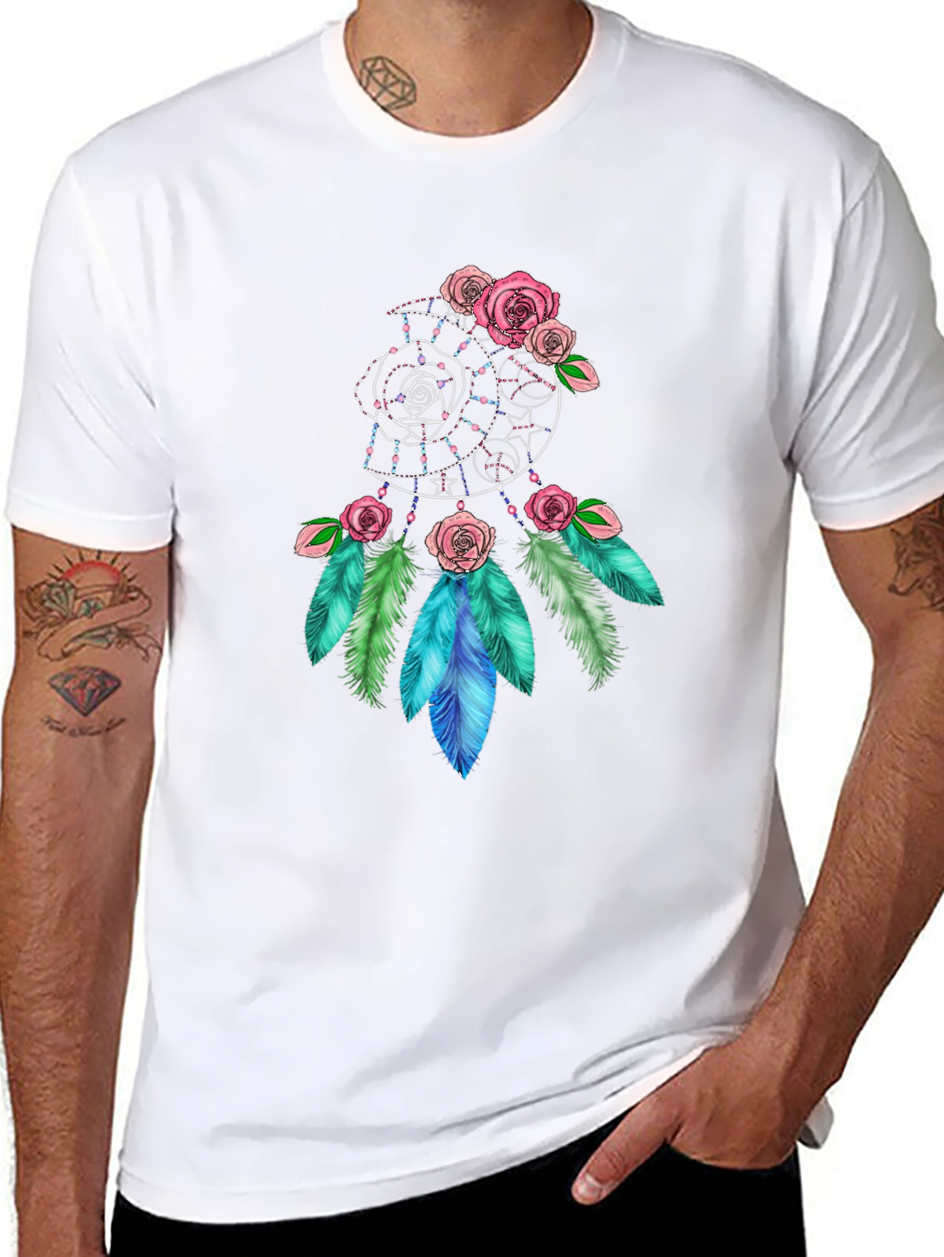 Dreamcatcher Rose Feather Graphic Tee