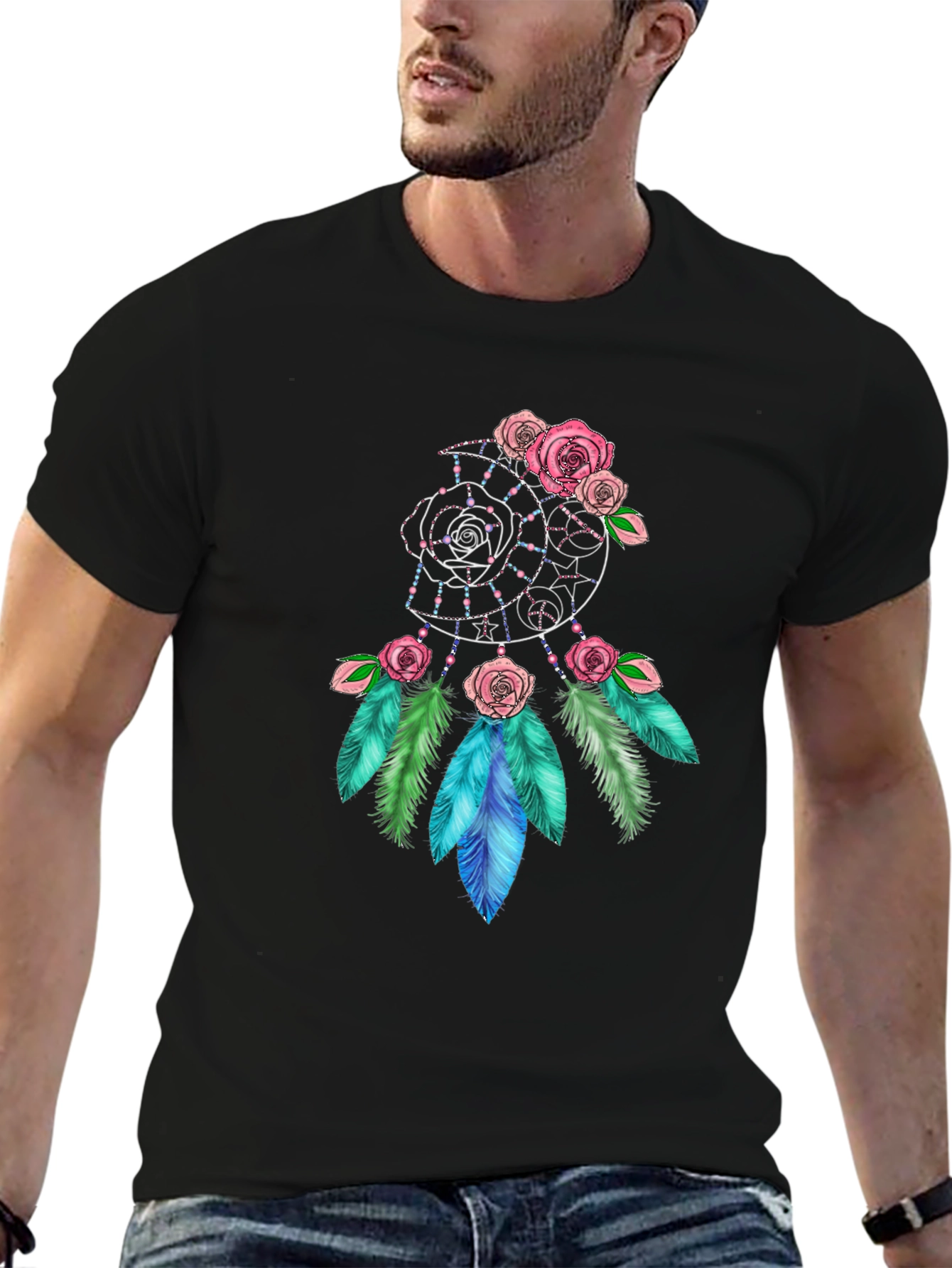 Dreamcatcher Rose Feather Graphic Tee