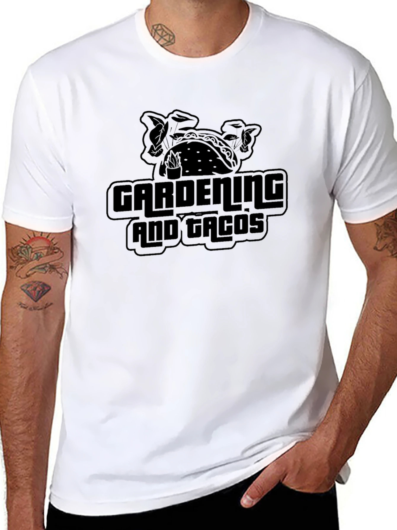 Gardening and Tacos Black Graphic Tee