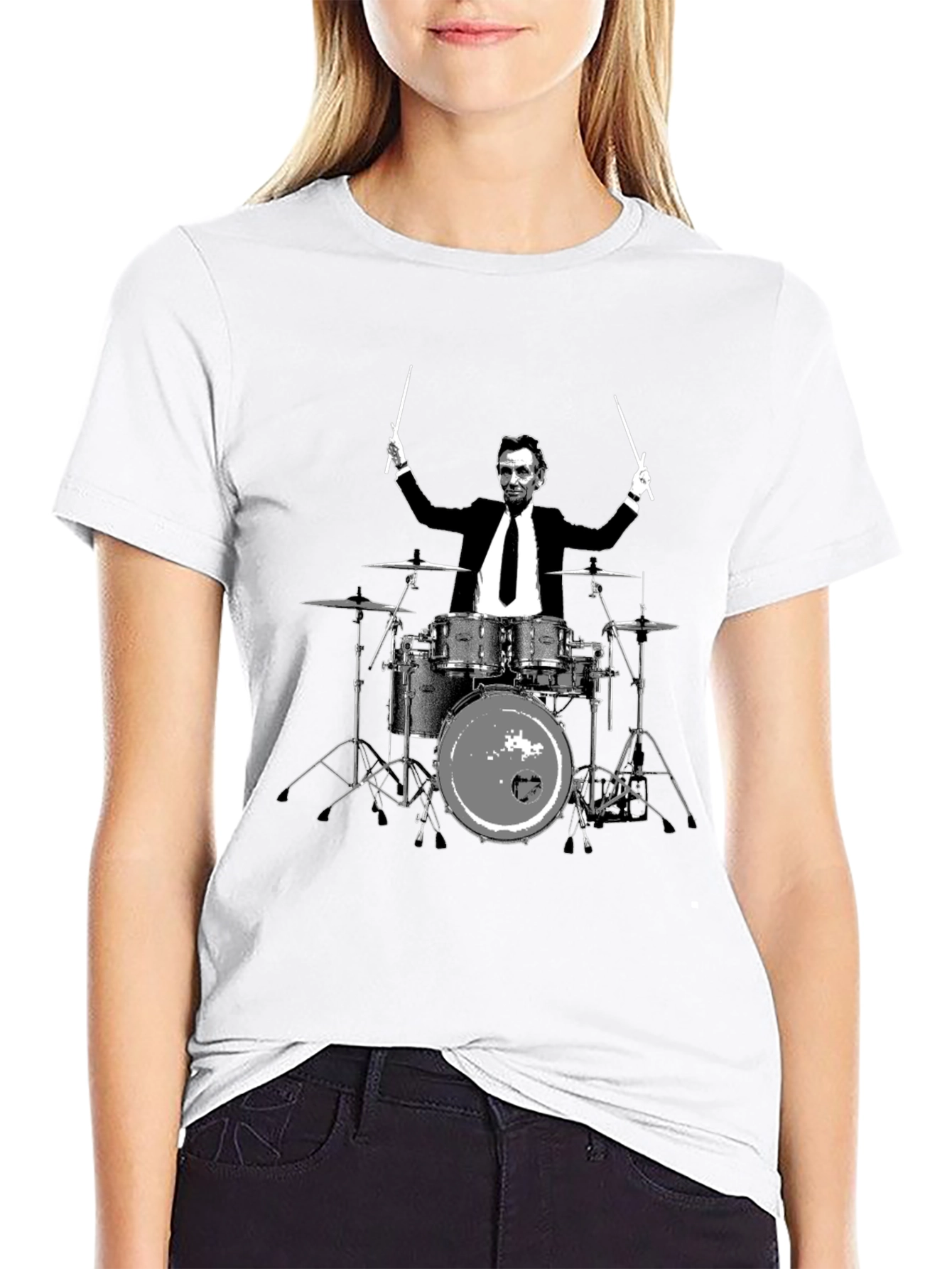 Lincoln Drummer Graphic T-Shirt - Black Cotton Tee