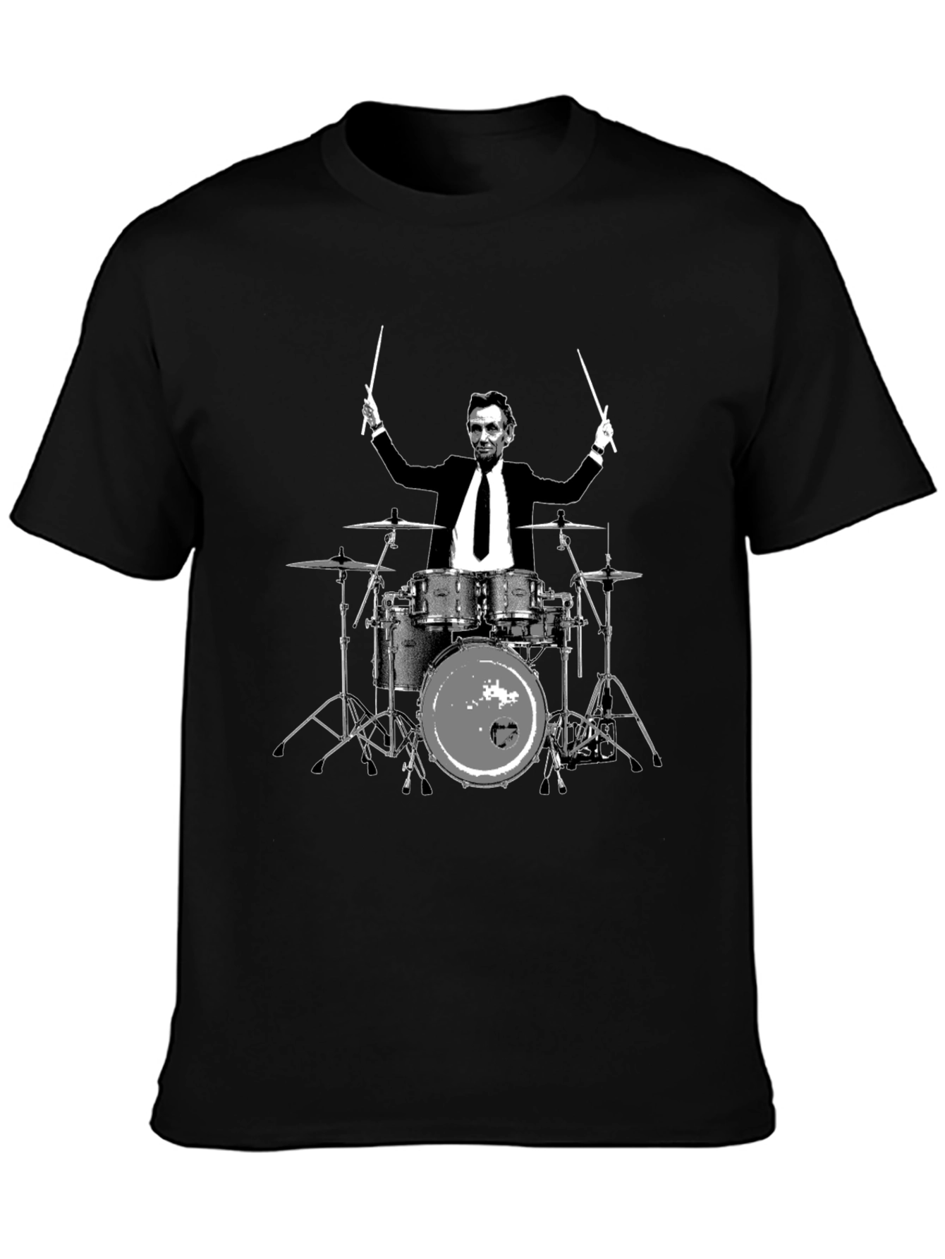 Lincoln Drummer Graphic T-Shirt - Black Cotton Tee