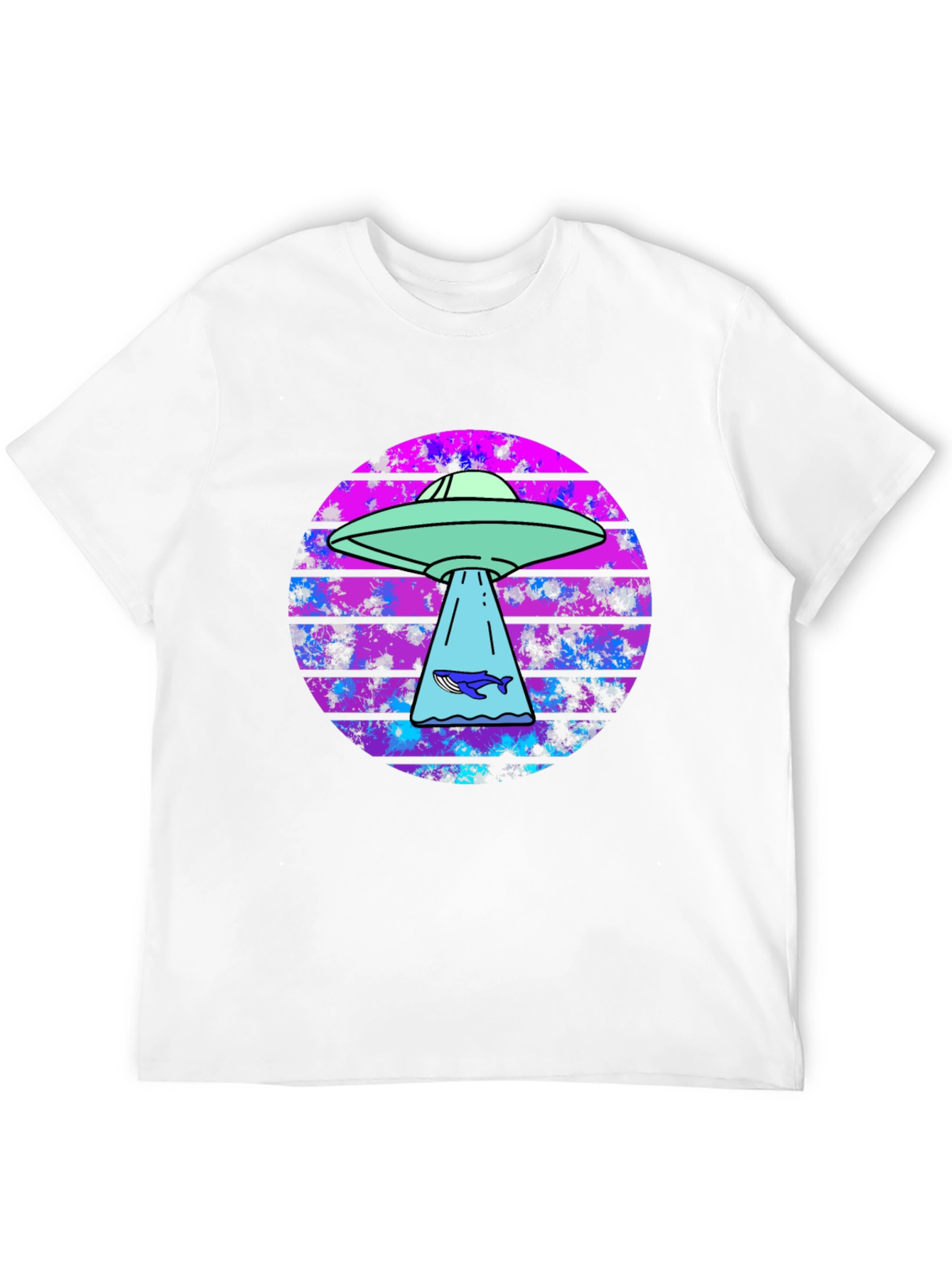 Retro Alien Abduction Whale Graphic Tee