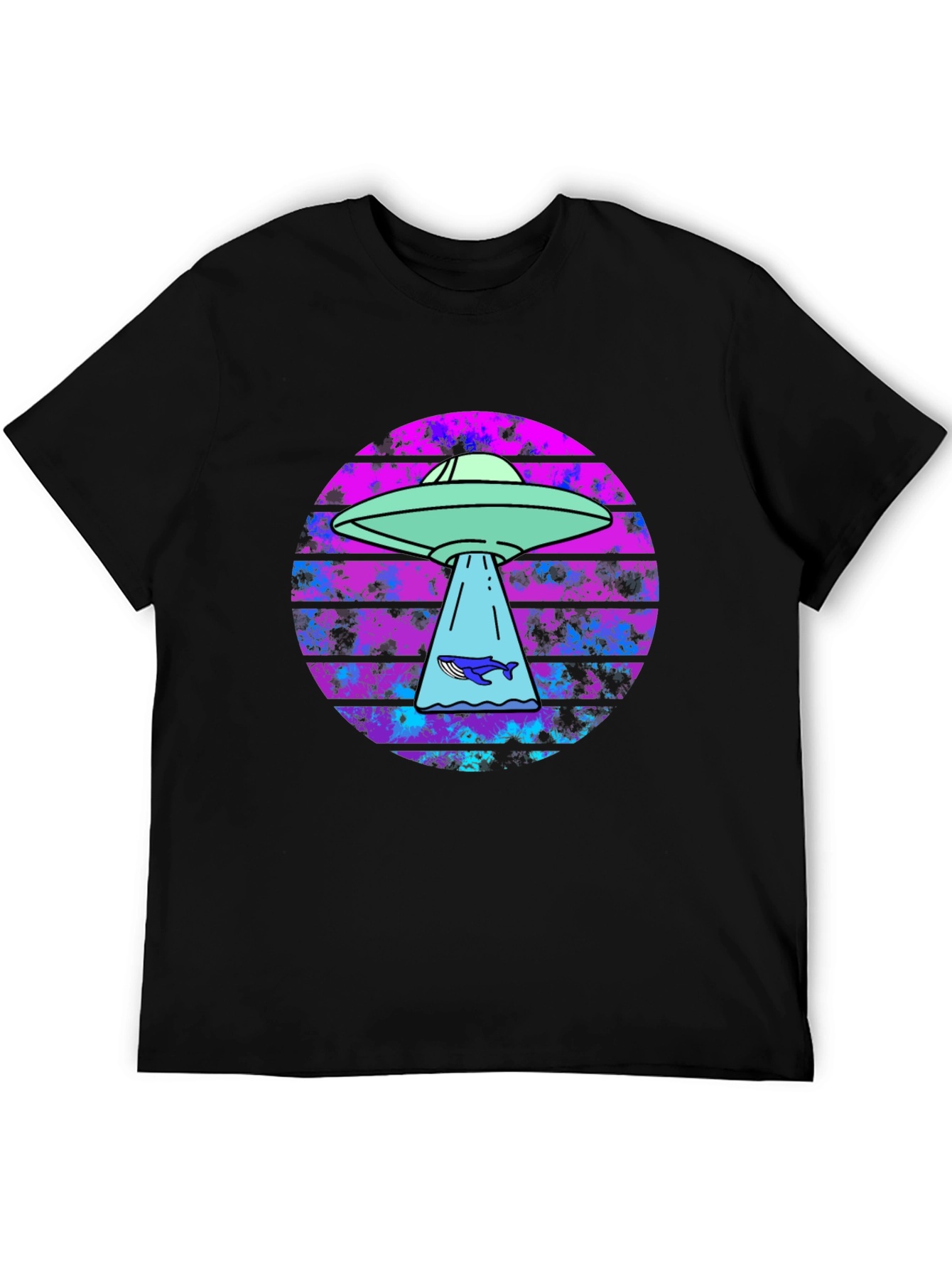 Retro Alien Abduction Whale Graphic Tee