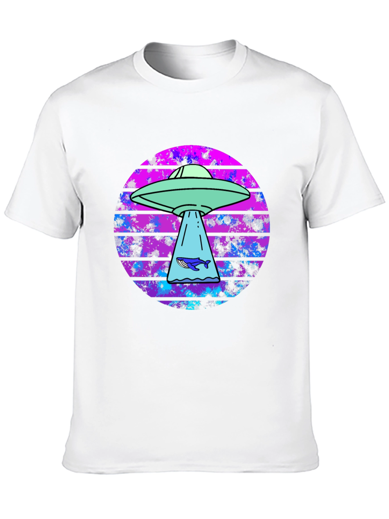 Retro Alien Abduction Whale Graphic Tee
