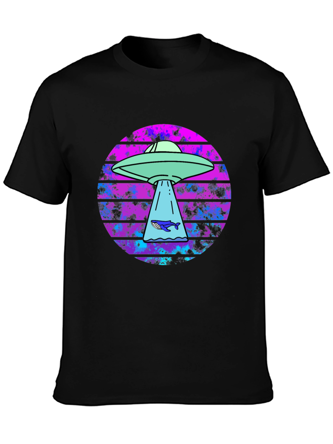 Retro Alien Abduction Whale Graphic Tee