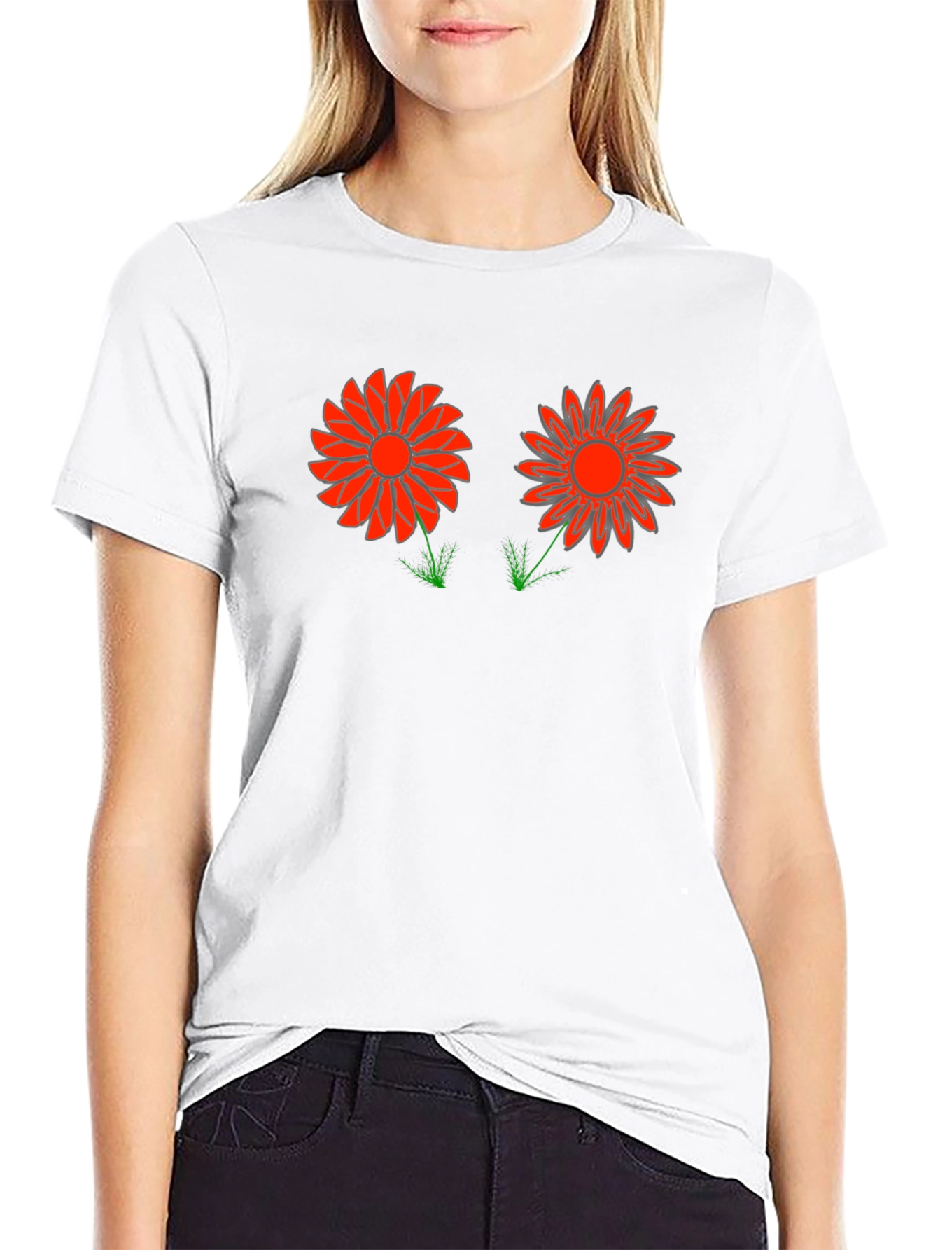 Funky Flower Graphic Tee - Black