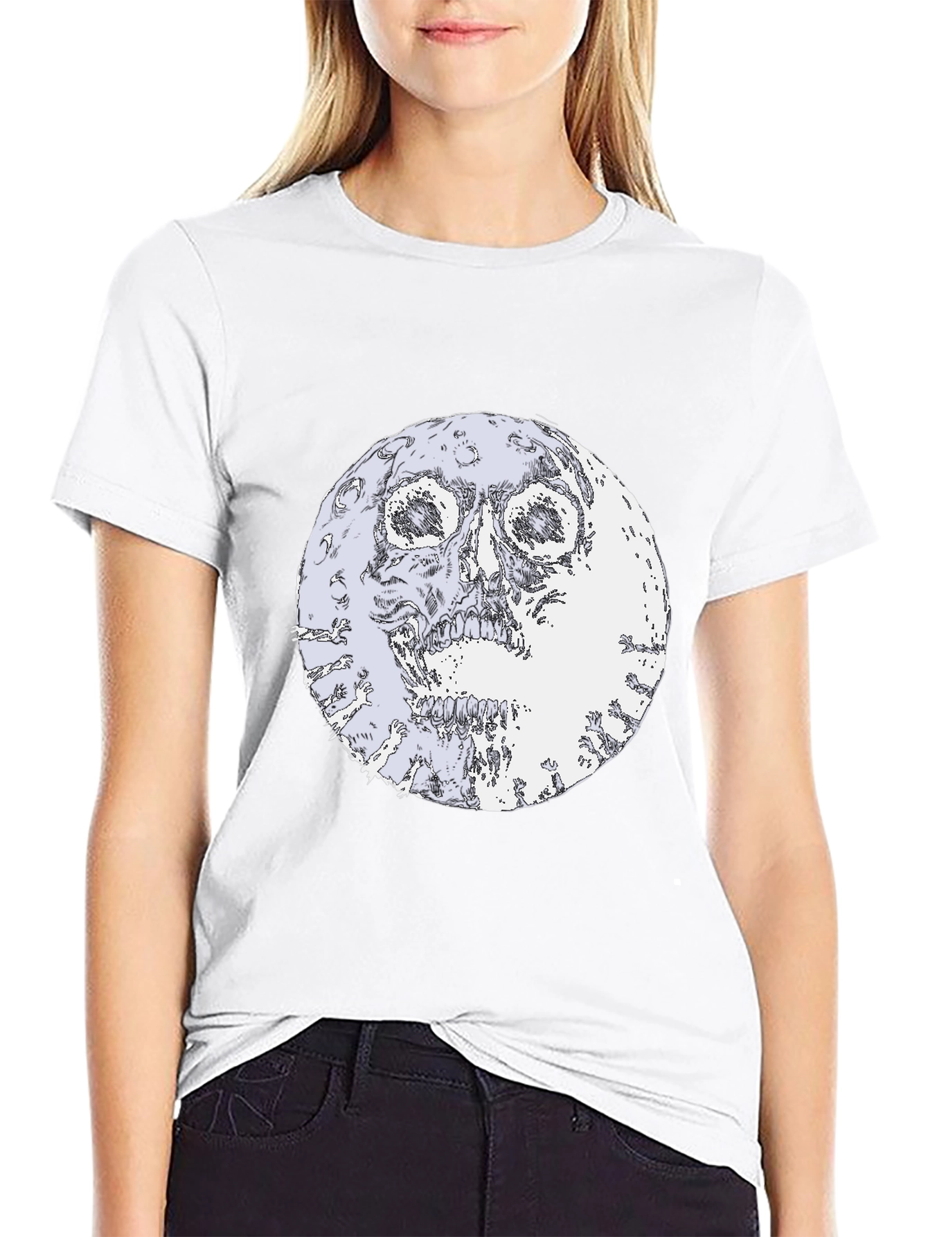 Skull Moon Graphic Black T-Shirt