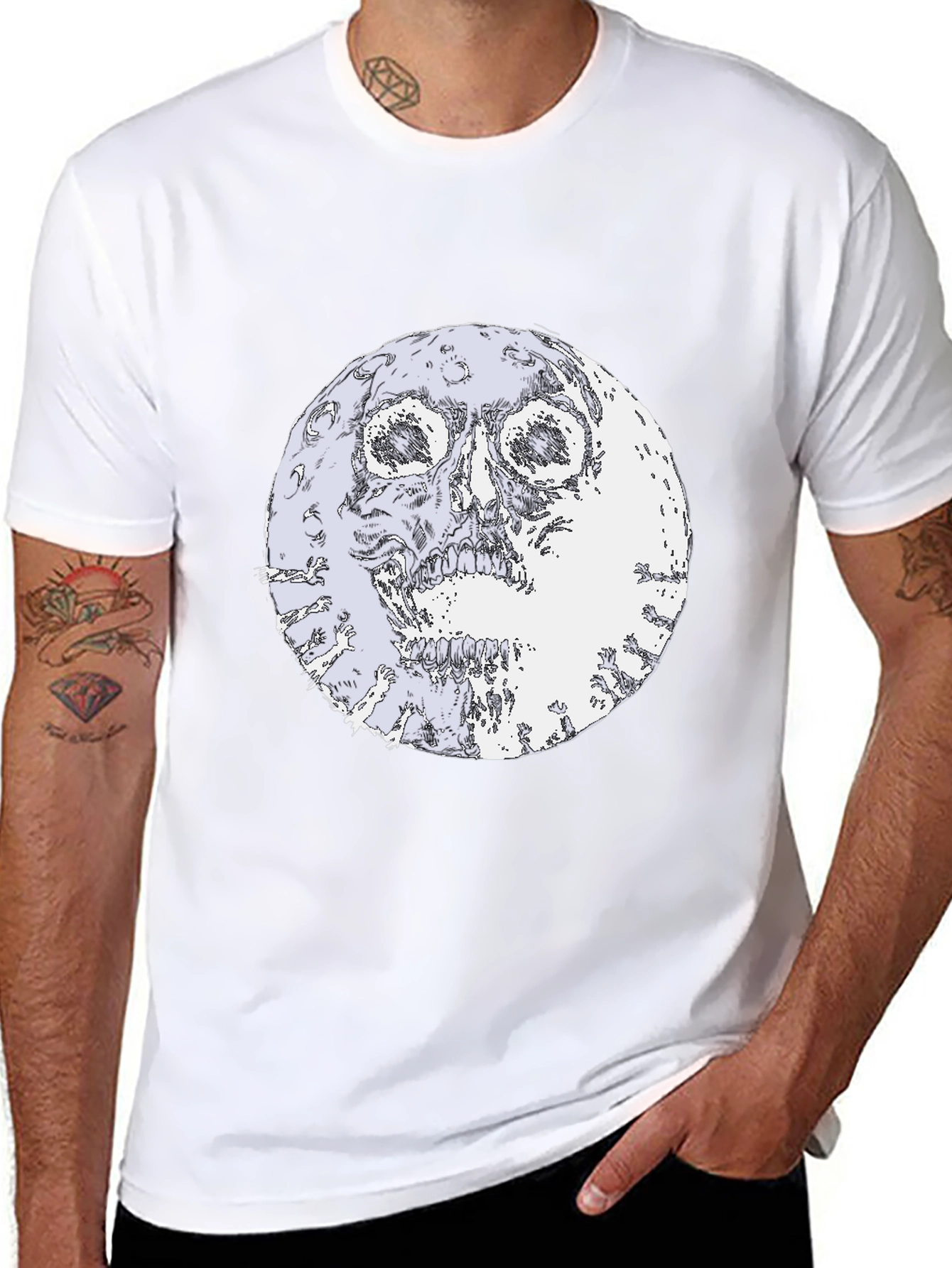 Skull Moon Graphic Black T-Shirt