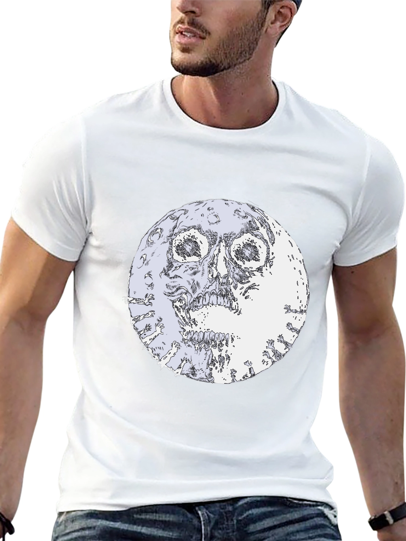 Skull Moon Graphic Black T-Shirt