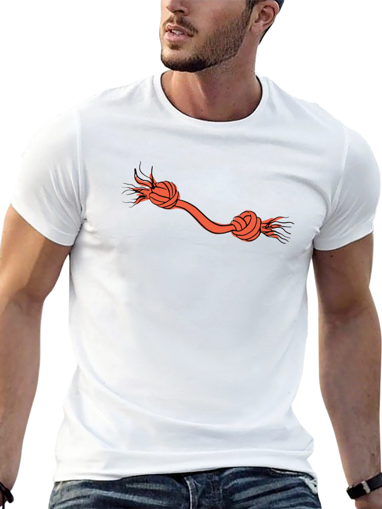 Knotted Rope Design Black T-Shirt