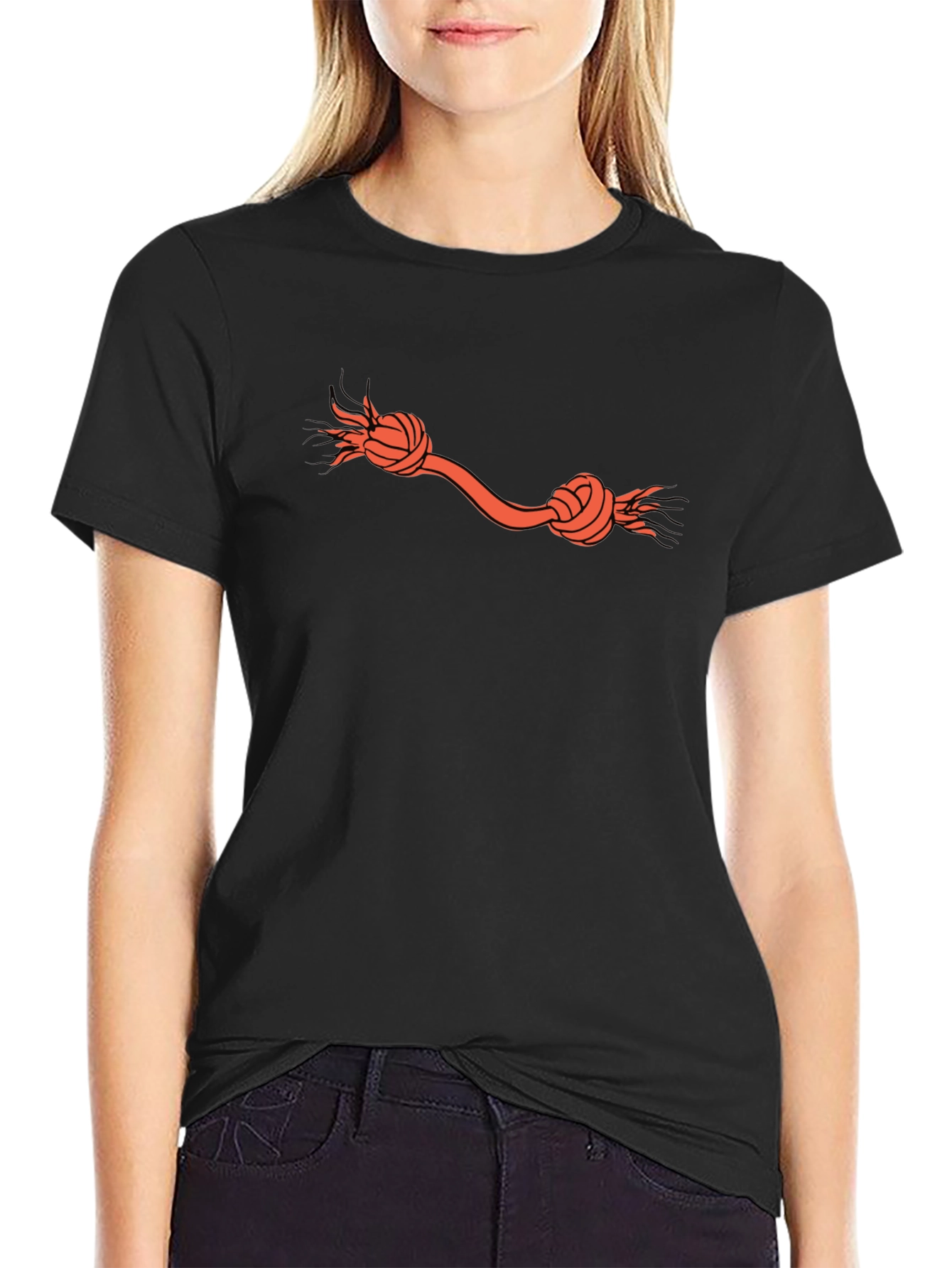 Knotted Rope Design Black T-Shirt