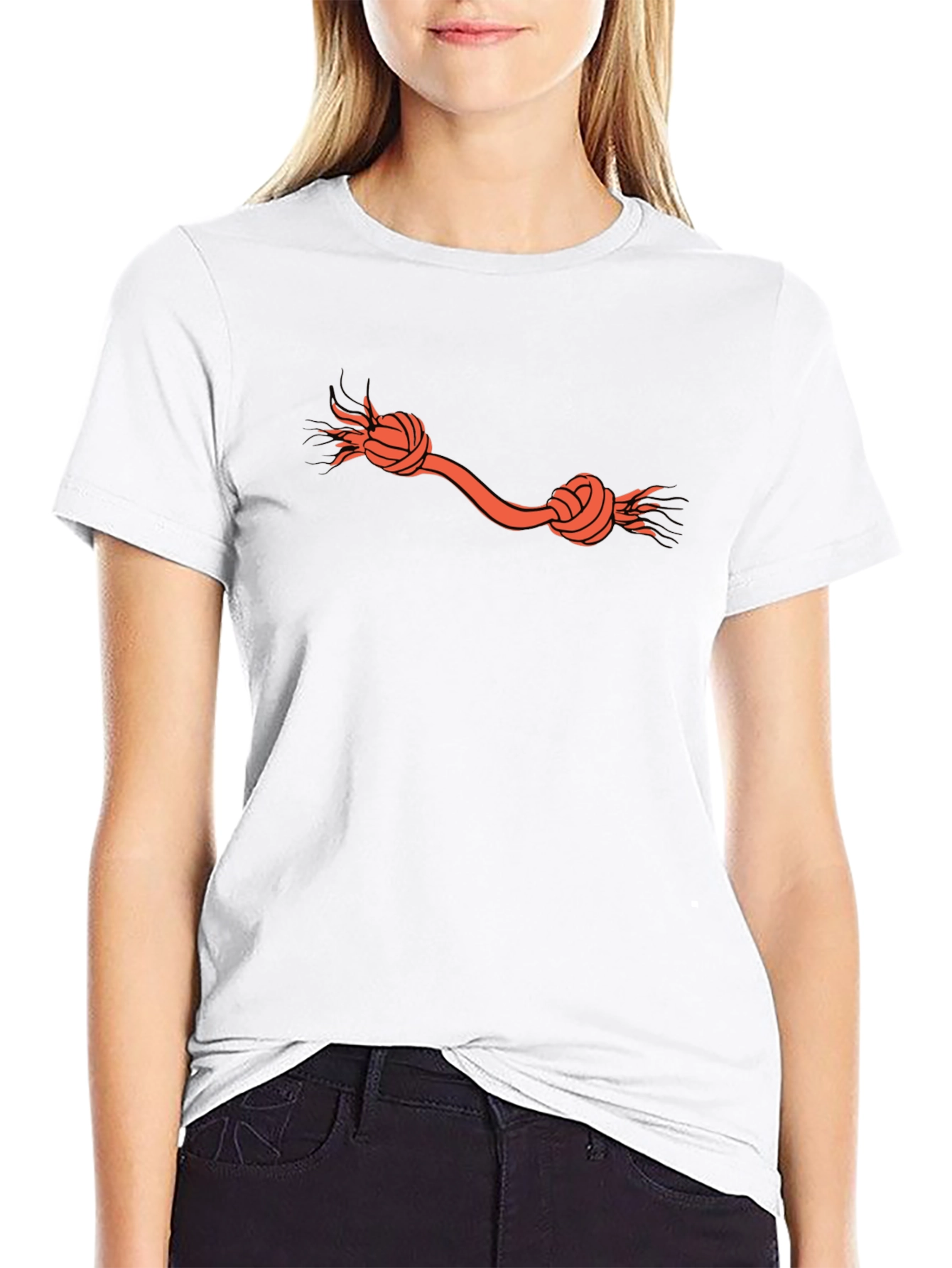 Knotted Rope Design Black T-Shirt