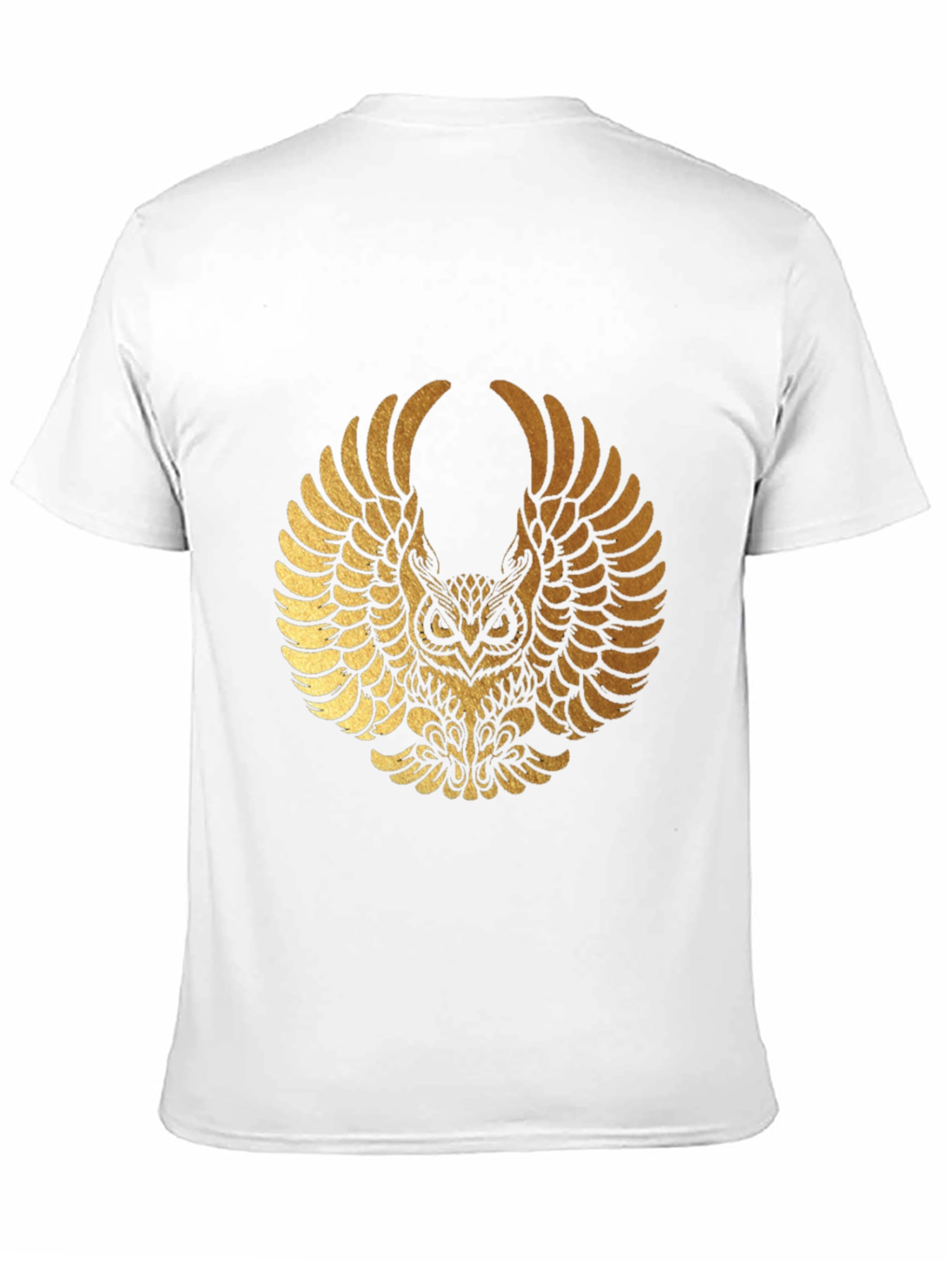 Mens Black T-shirt with Gold Owl Graphic