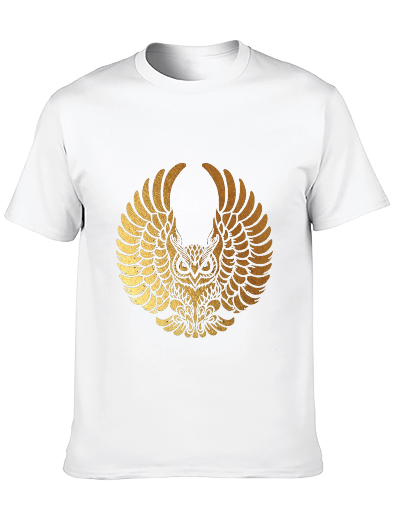 Mens Black T-shirt with Gold Owl Graphic