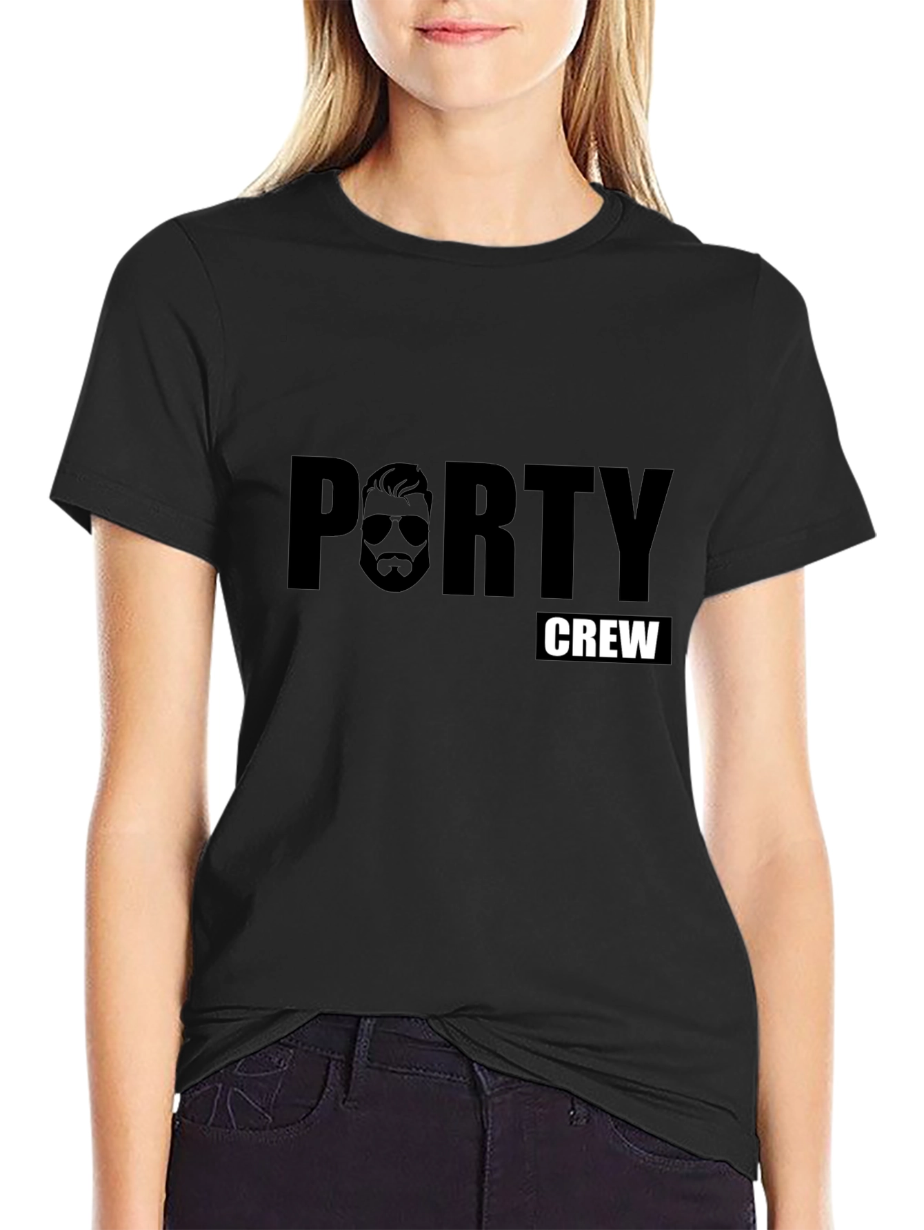 Porty Crew Graphic T-Shirt - Black Cotton Tee