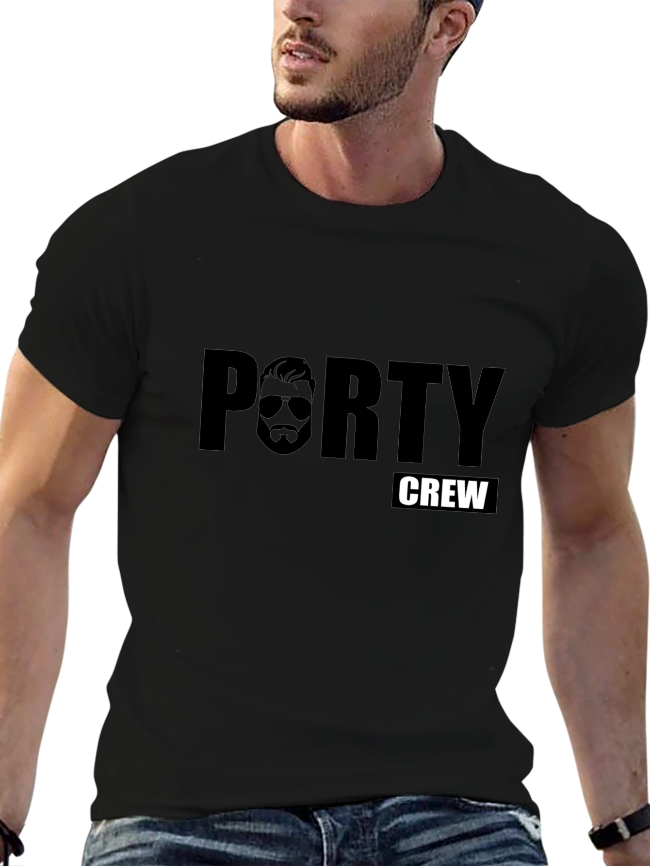 Porty Crew Graphic T-Shirt - Black Cotton Tee