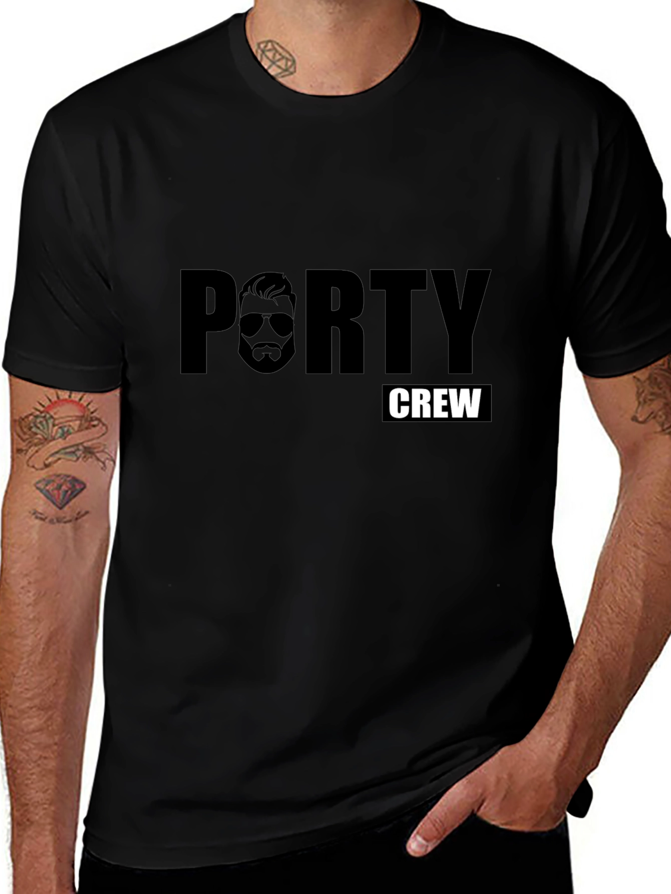 Porty Crew Graphic T-Shirt - Black Cotton Tee