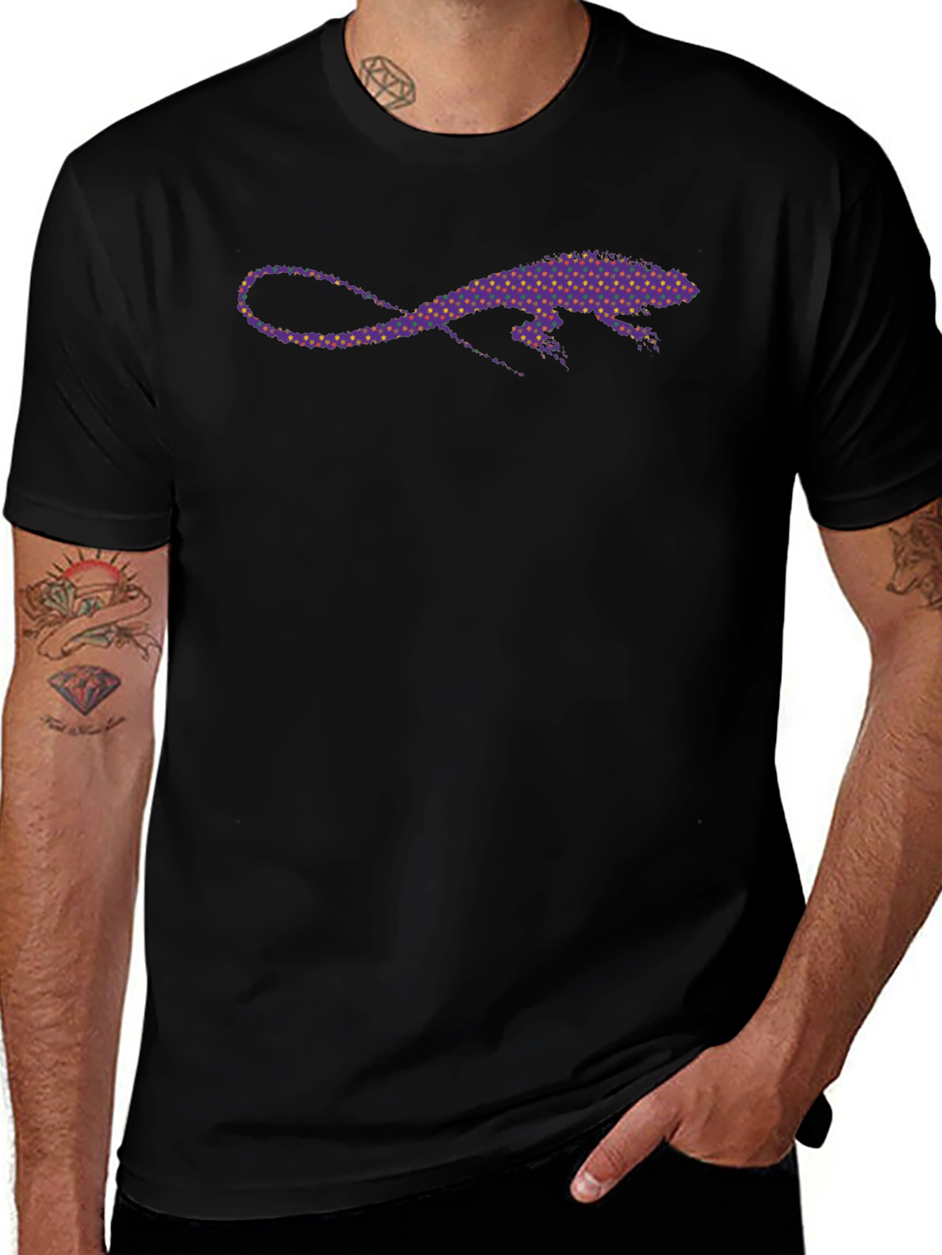 Lizard Print Black T-Shirt