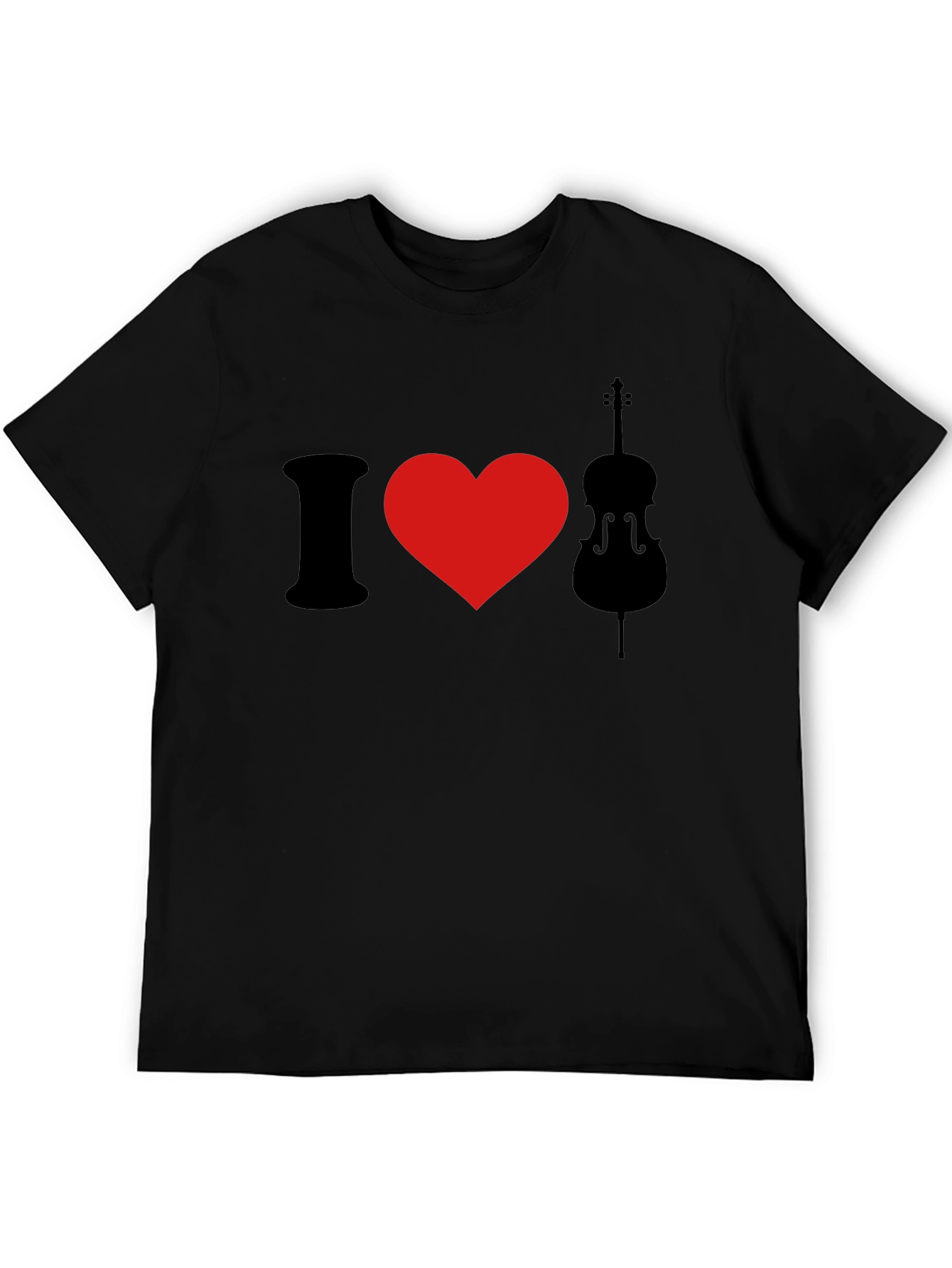 I Love Cello Black Graphic T-Shirt