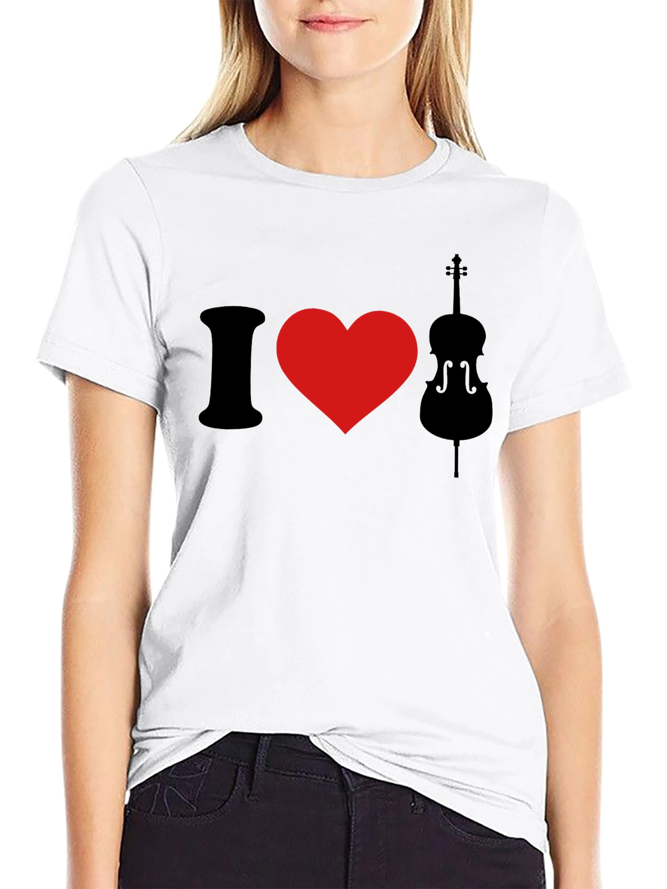 I Love Cello Black Graphic T-Shirt