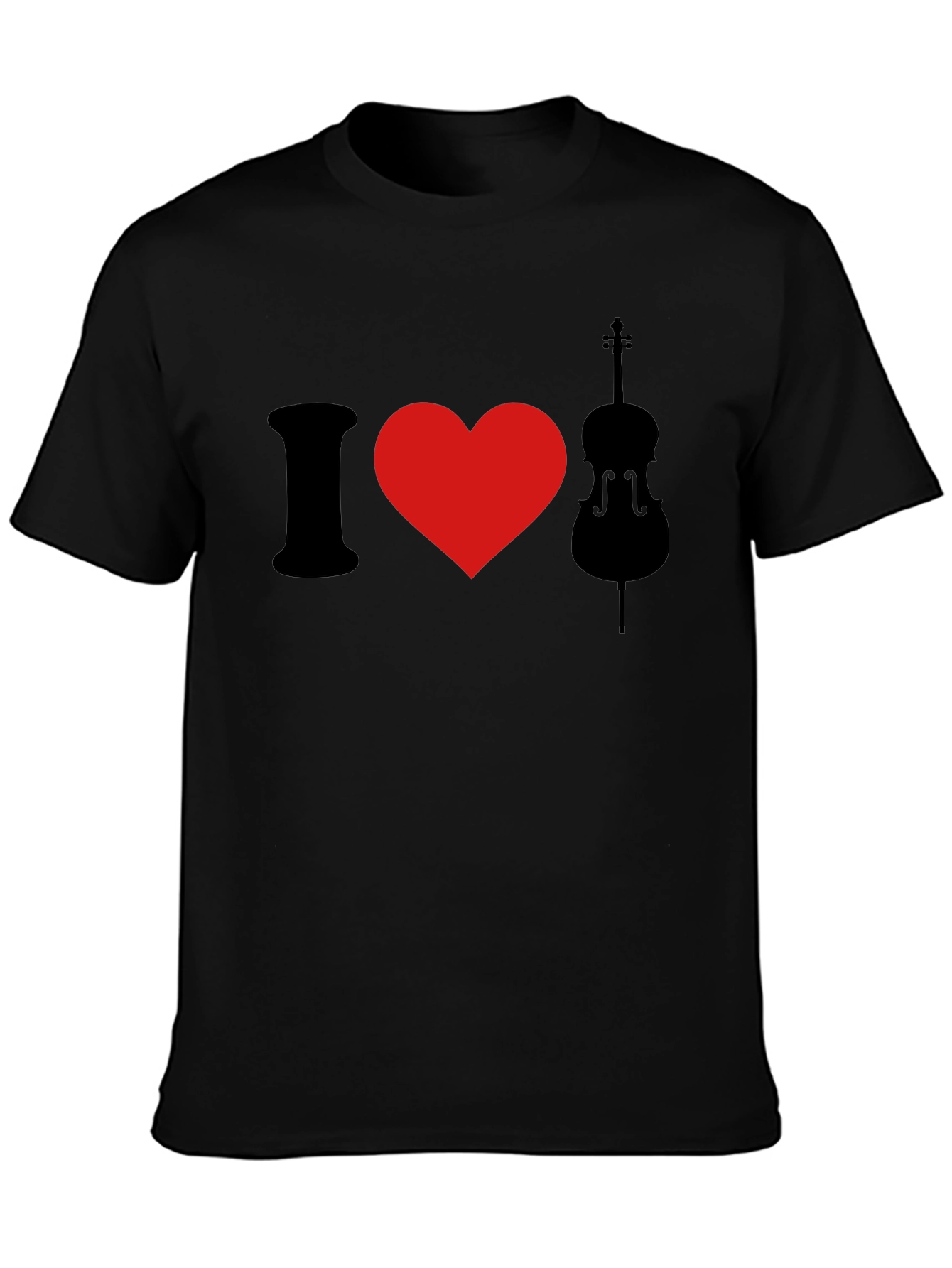 I Love Cello Black Graphic T-Shirt