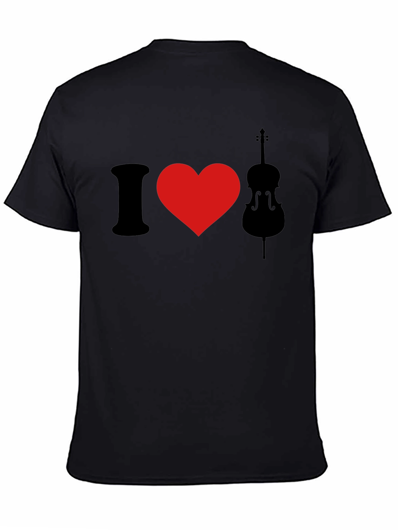 I Love Cello Black Graphic T-Shirt