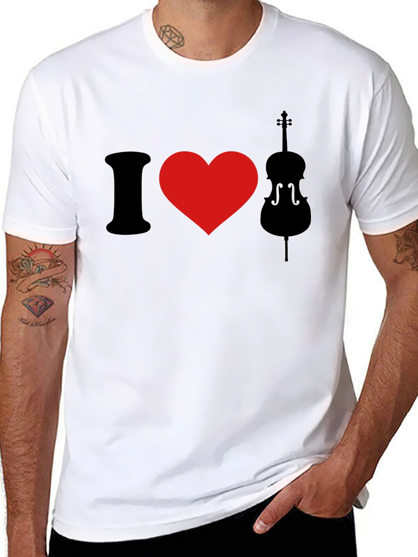 I Love Cello Black Graphic T-Shirt