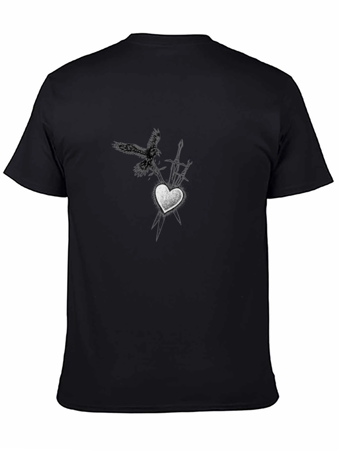 Graphic Print Black Crew Neck T-Shirt