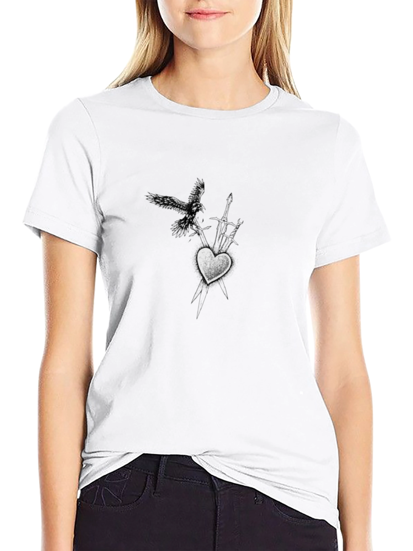Graphic Print Black Crew Neck T-Shirt