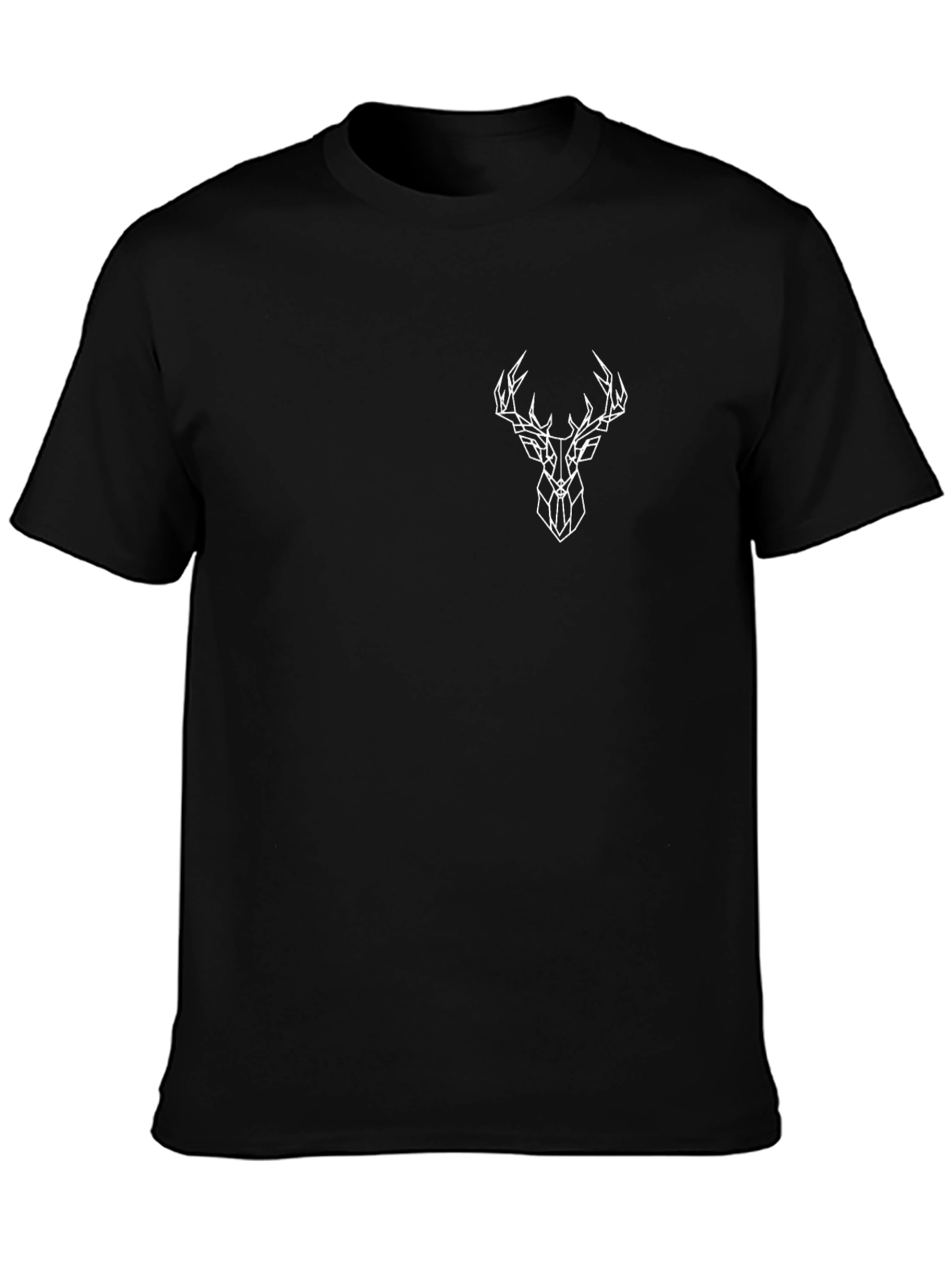 Geometric Deer Head Black T-Shirt