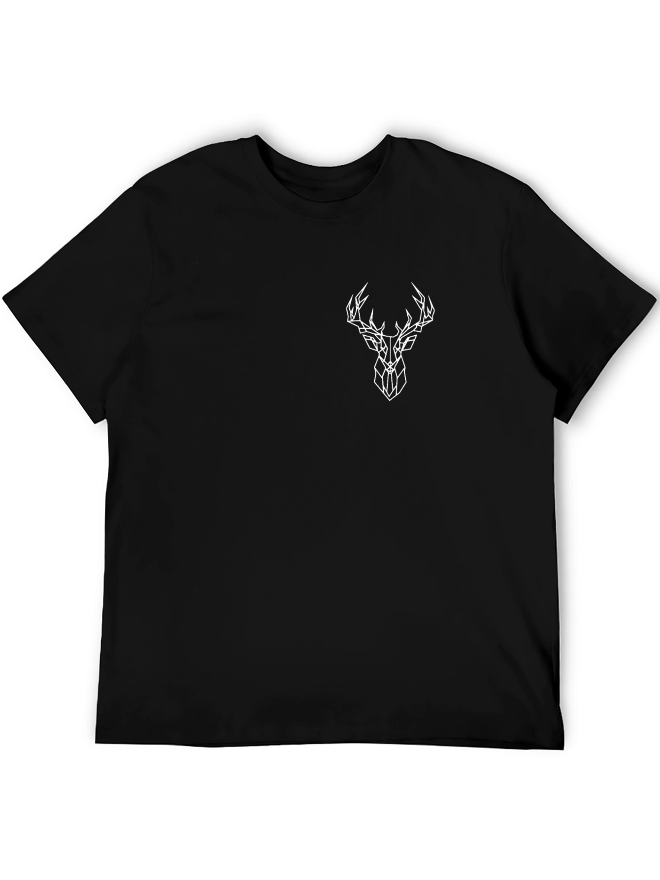 Geometric Deer Head Black T-Shirt