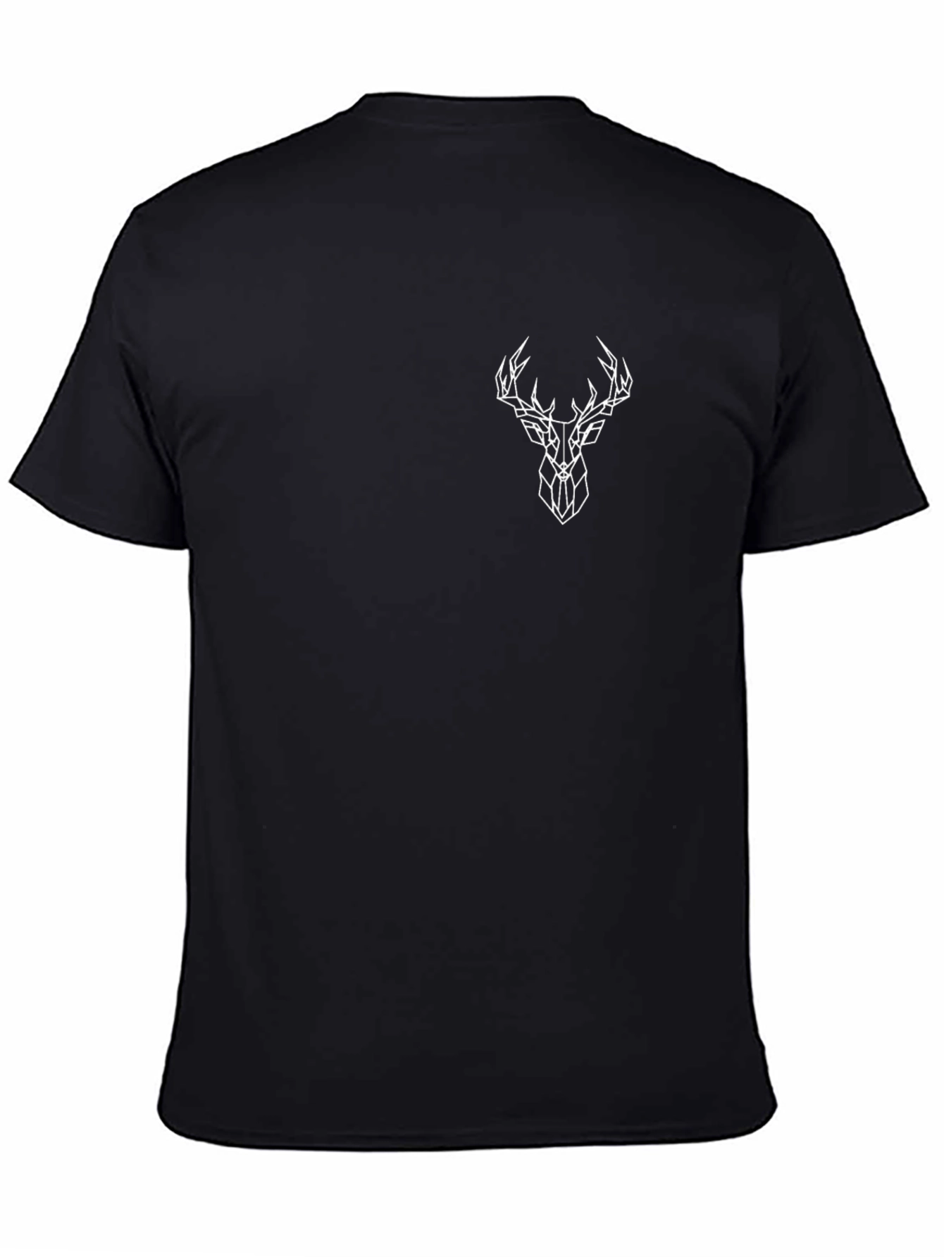 Geometric Deer Head Black T-Shirt