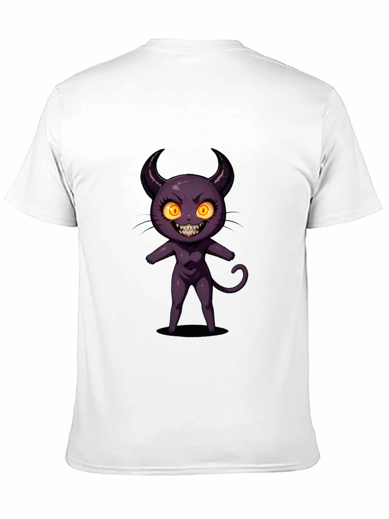 Cartoon Devil Graphic Tee - Black Cotton T-Shirt